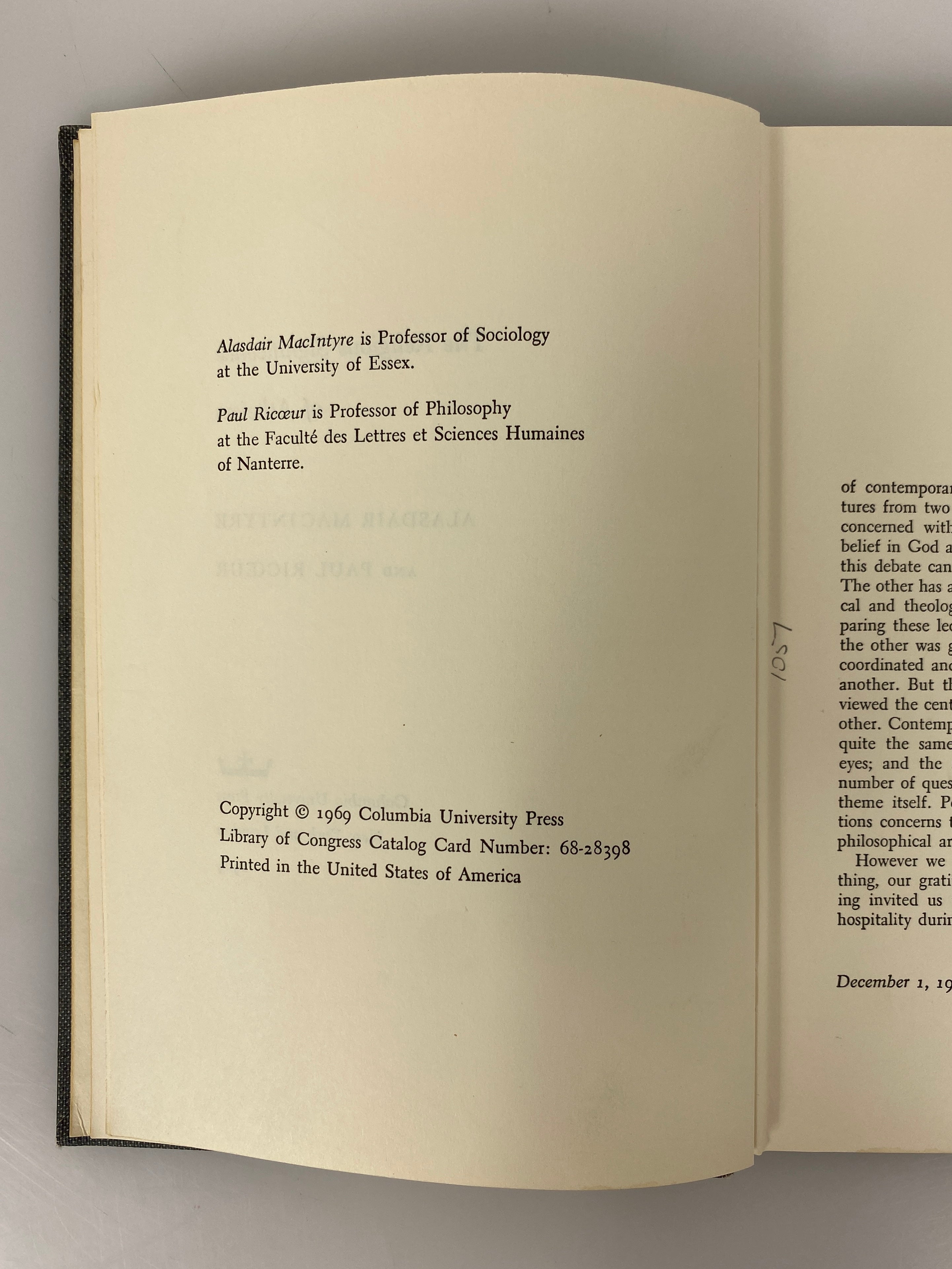 The Religious Significance of Atheism MacIntyre/Ricoeur 1969 Ex-Library HC