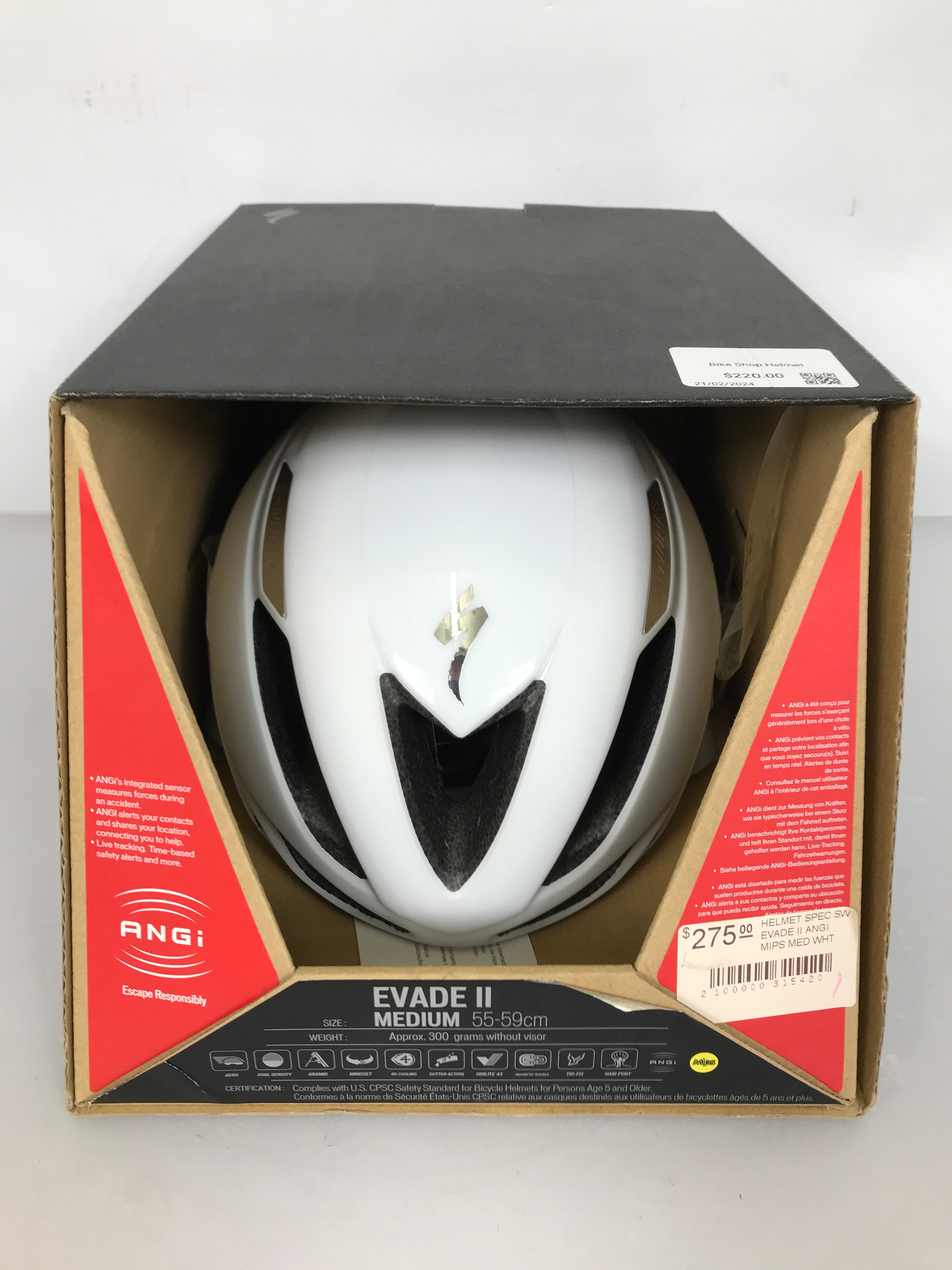 Specialized S-Works EVADE II Bicycle Helmet Adult MED 55-59cm White *New in Box*