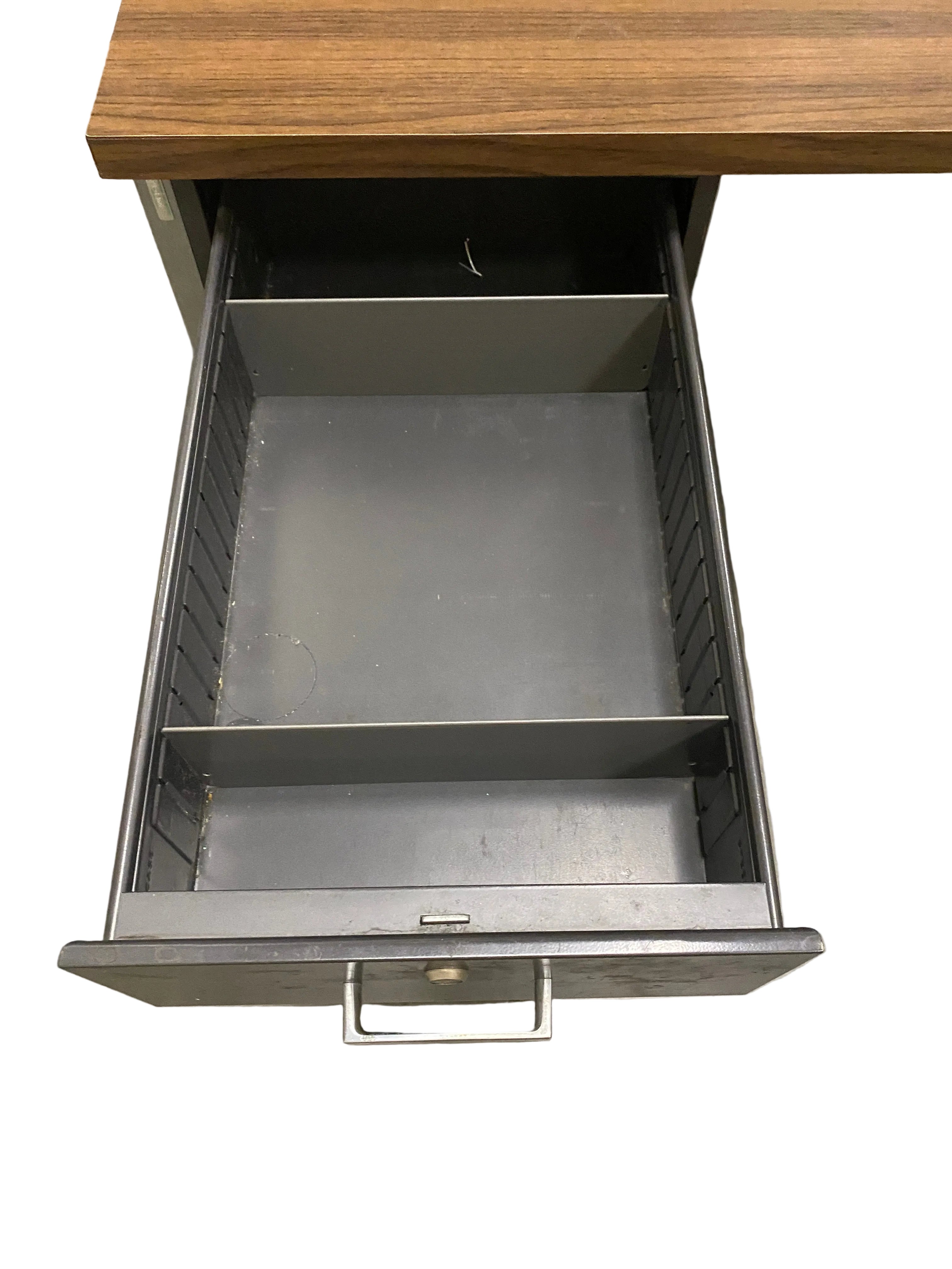 Metal Executive Desk With Wooden Table Top