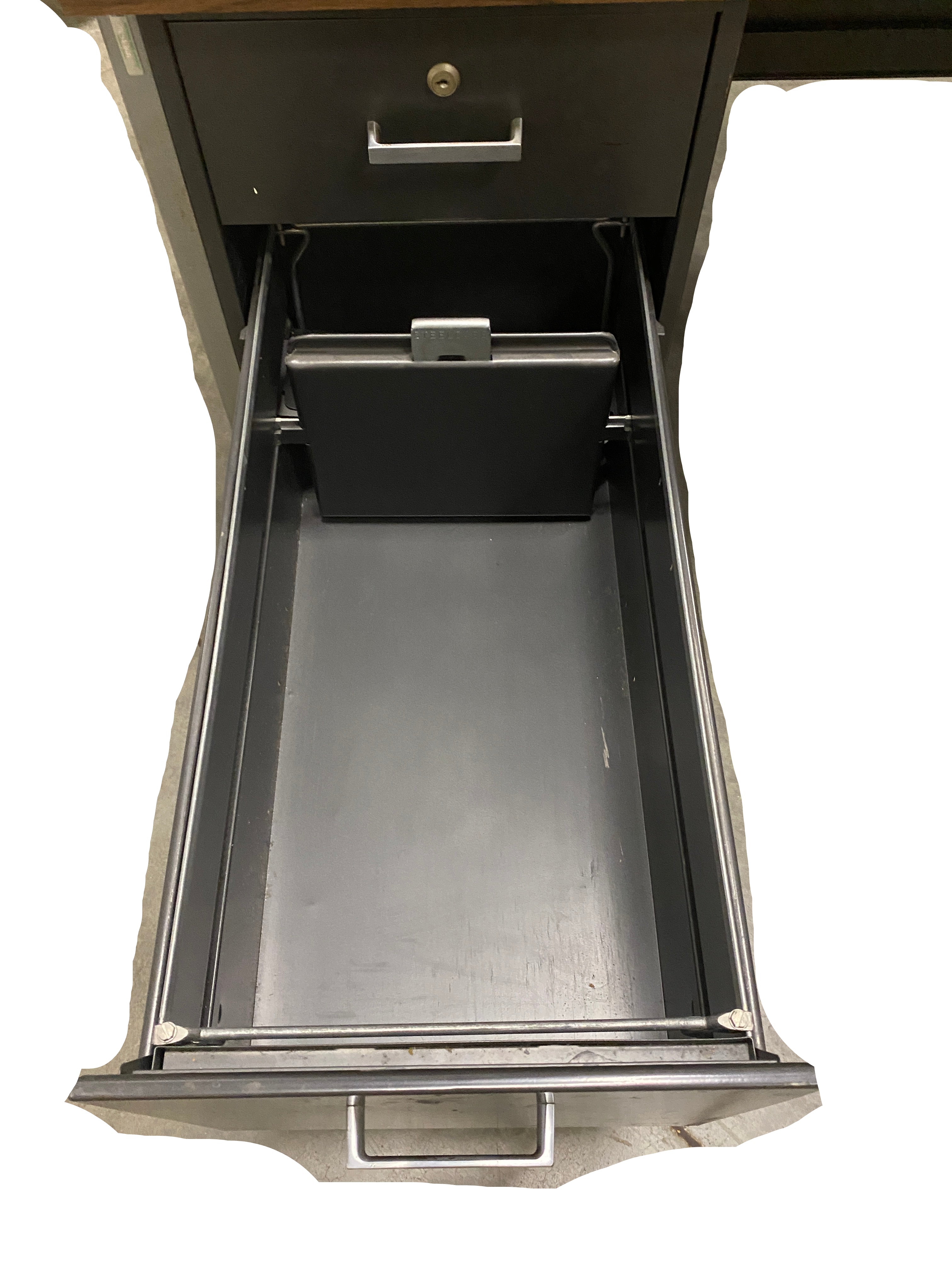 Metal Executive Desk With Wooden Table Top