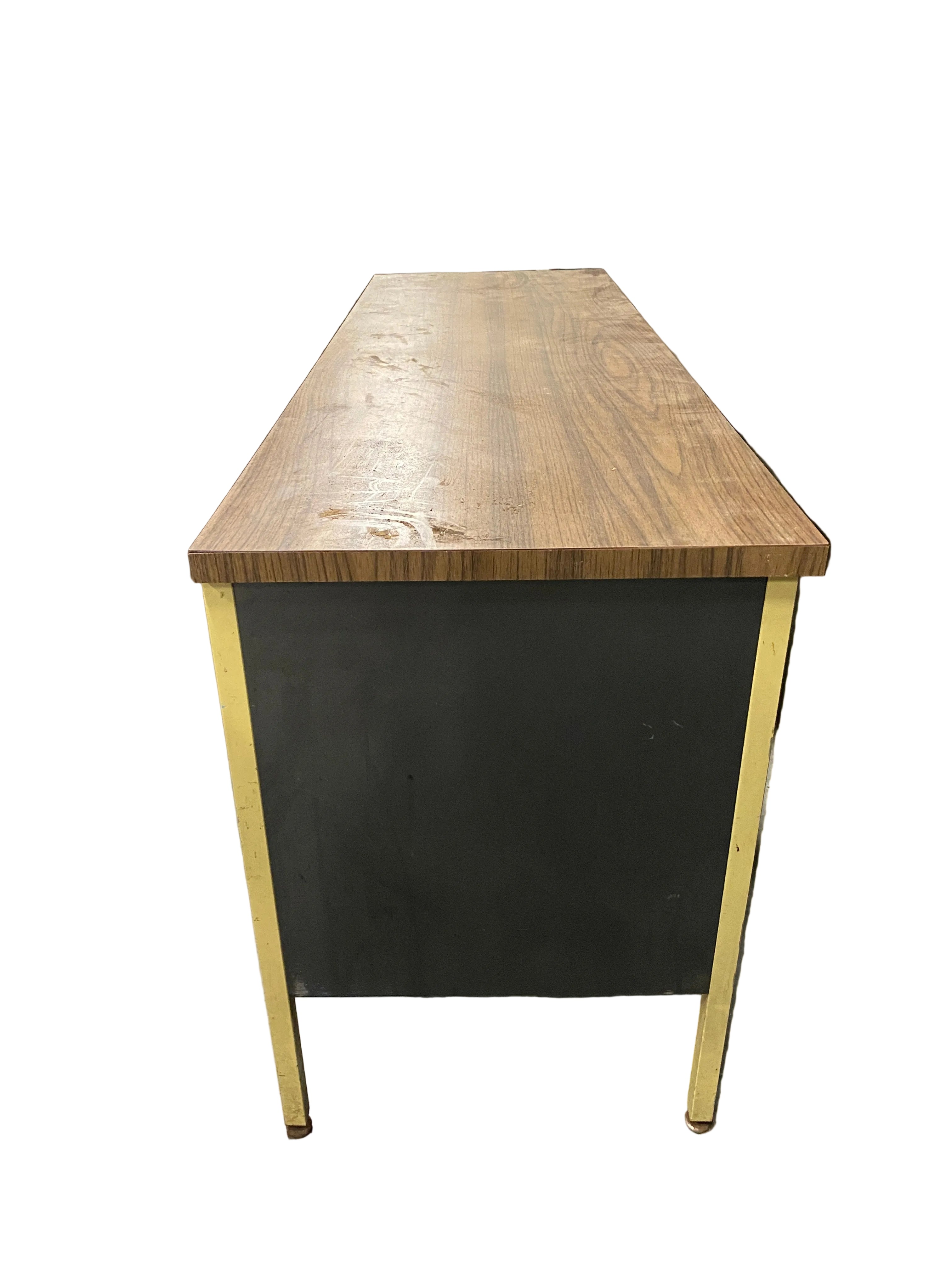 Metal Desk With Wooden Table Top