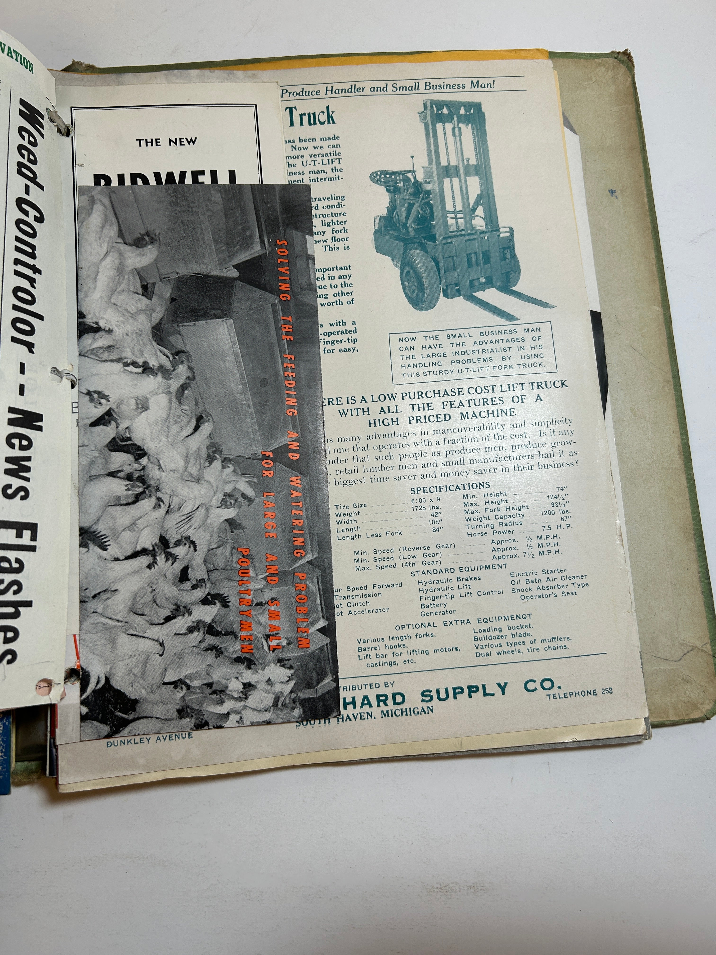 Binder of Vintage 1950s Farm Equipment Brochures and Advertisements