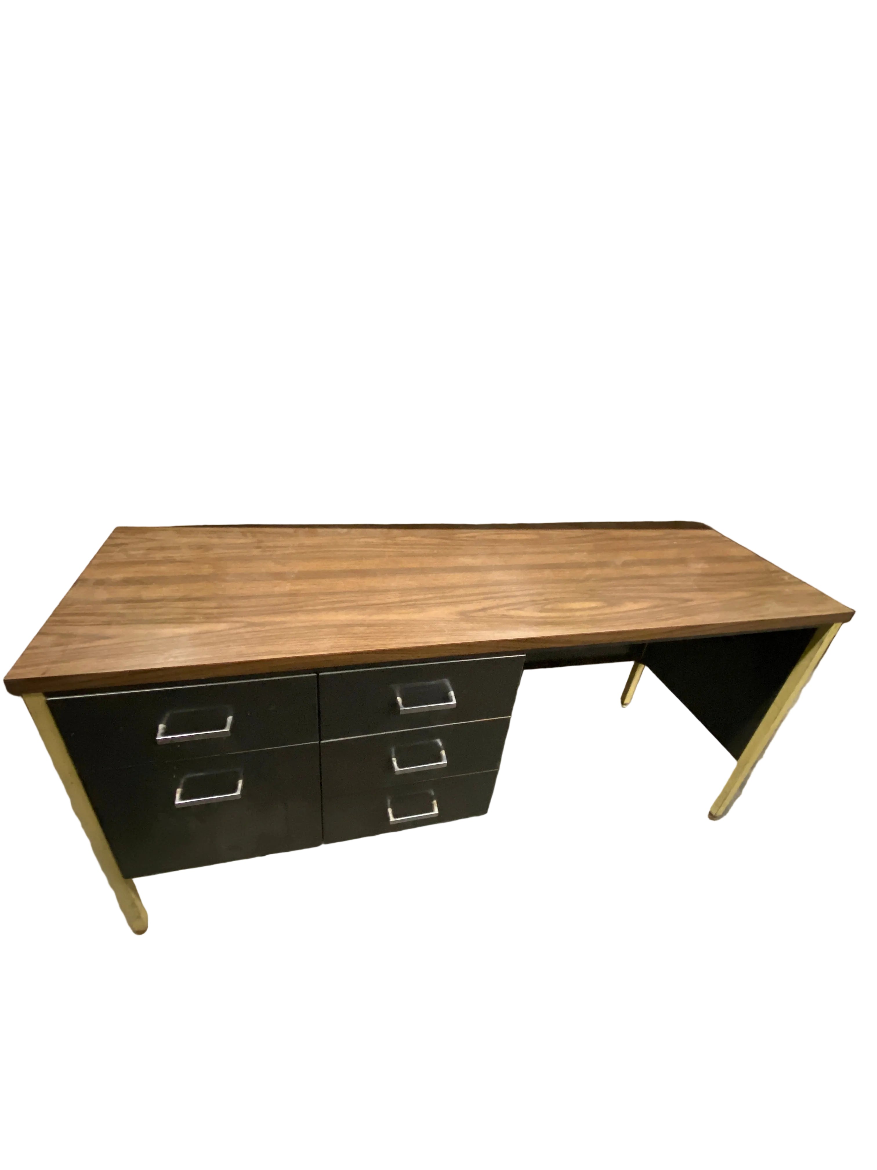 Metal Desk With Wooden Table Top