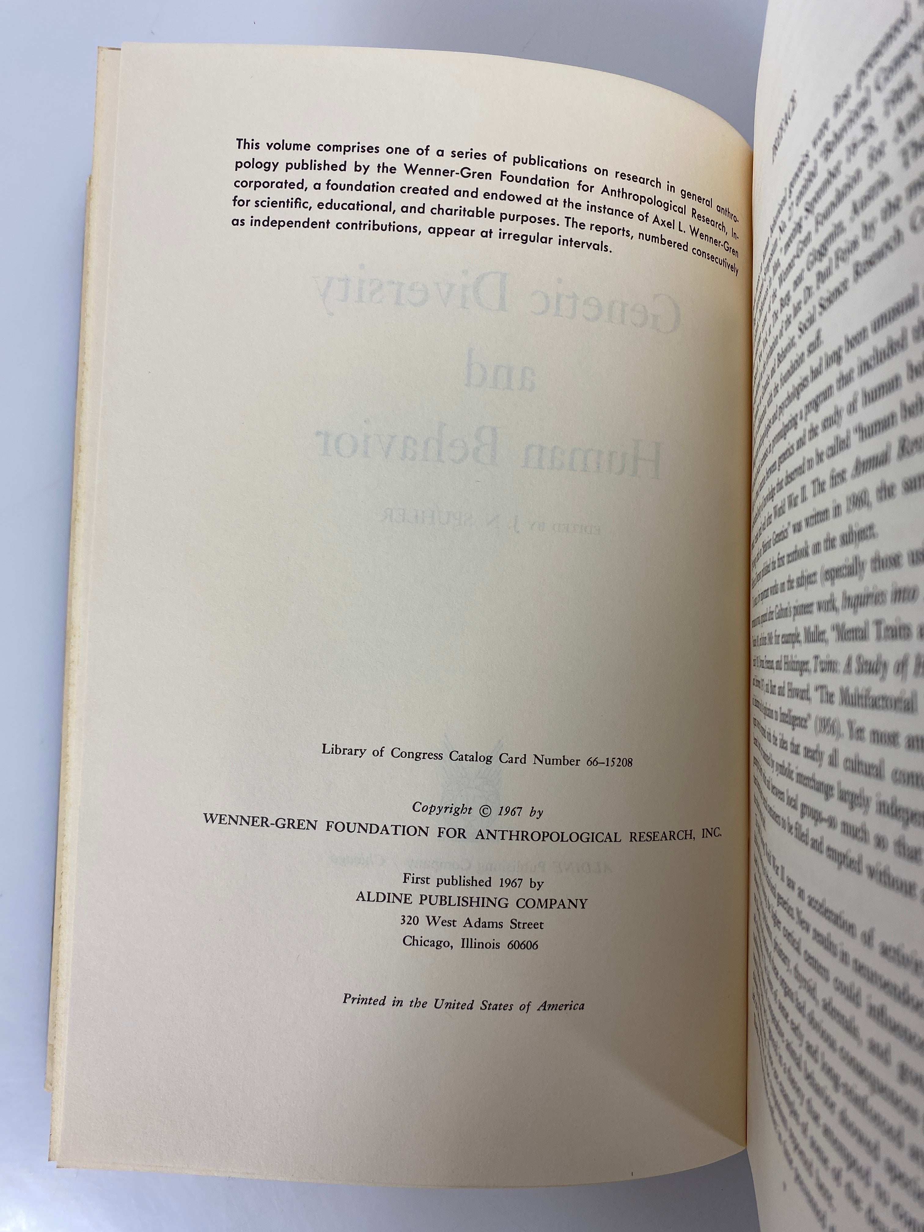 Genetic Diversity and Human Behavior by J.N. Spuhler 1967 Vintage HC DJ