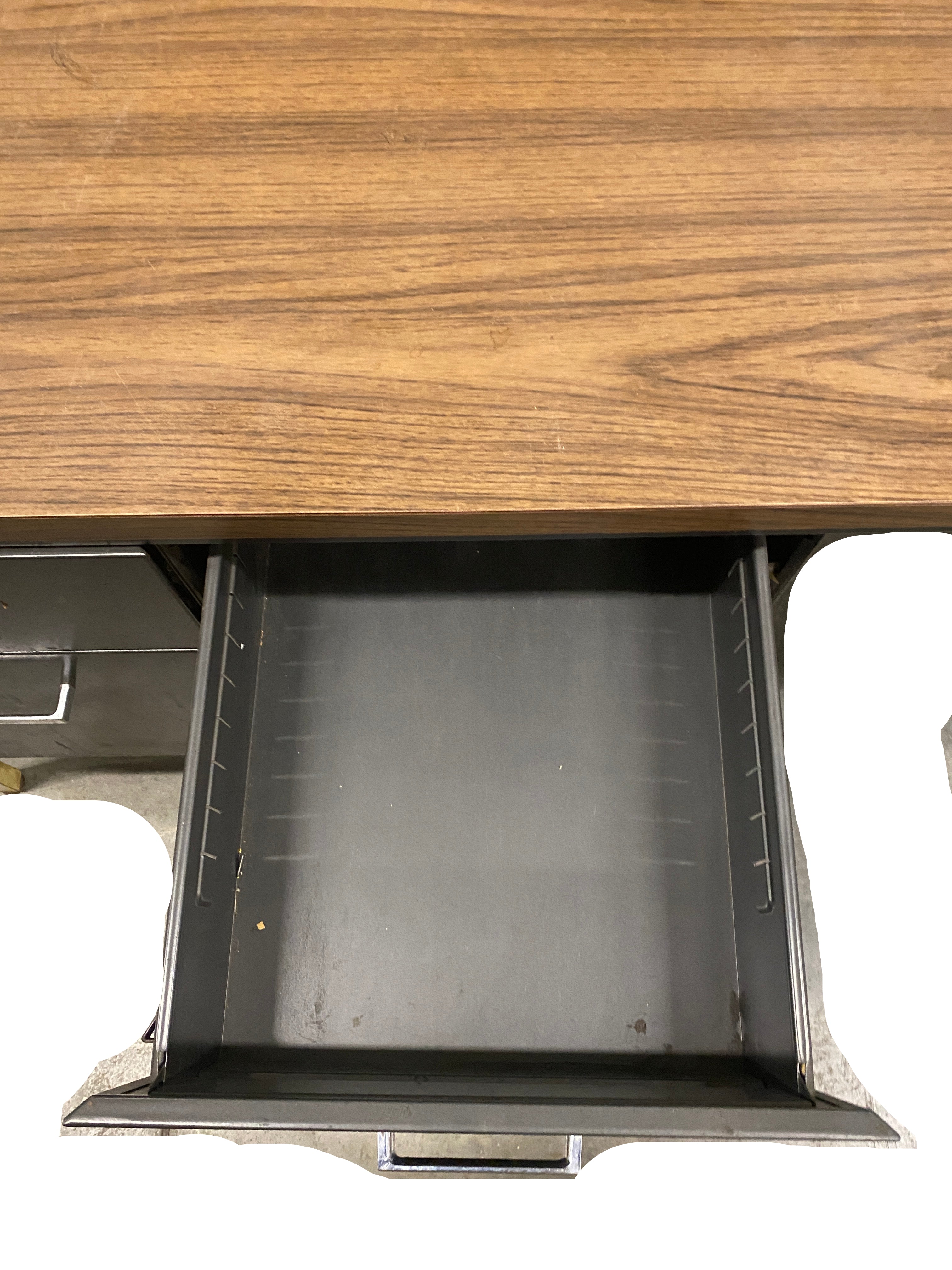 Metal Desk With Wooden Table Top