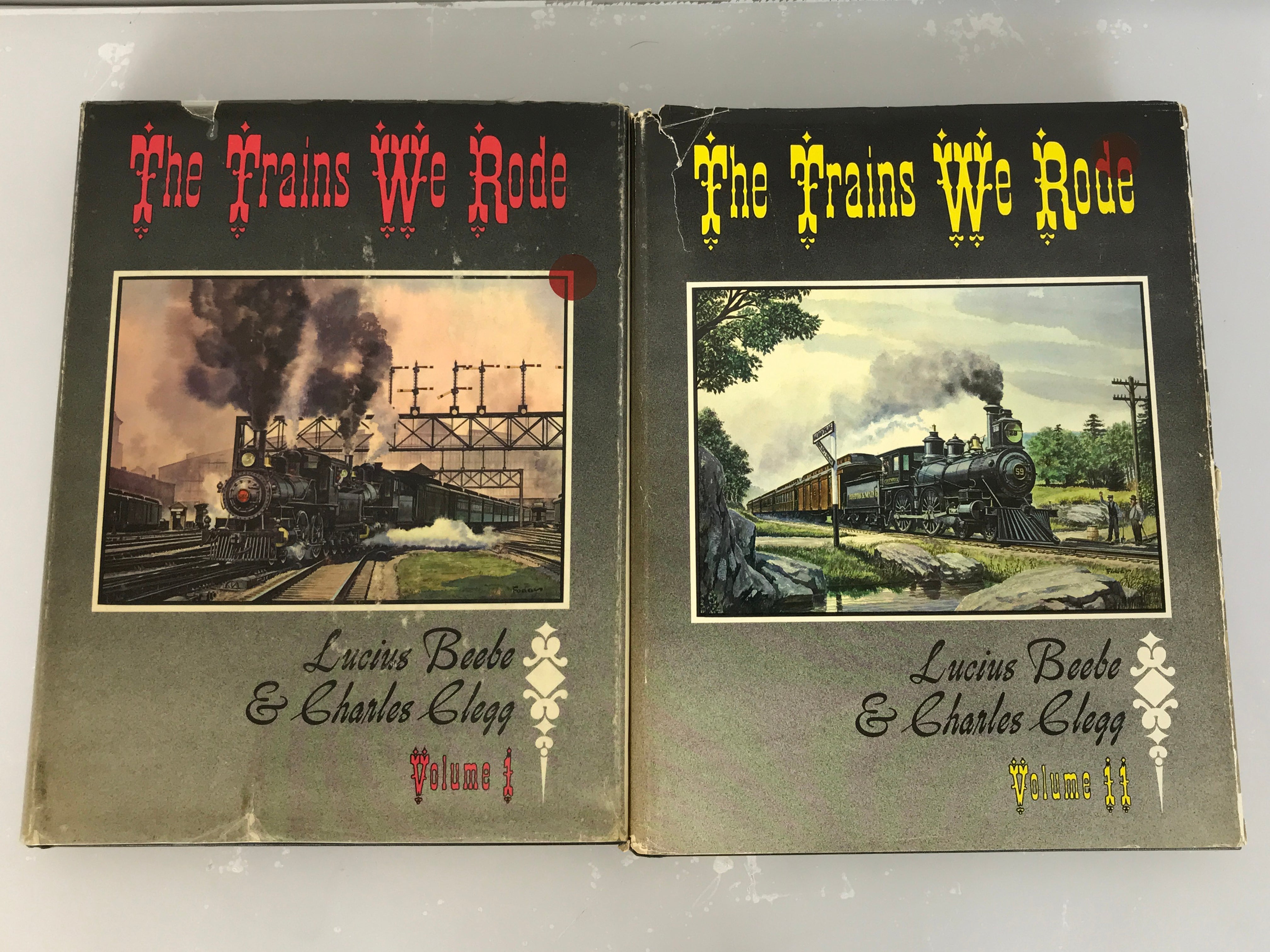 Vintage 2 Volume Set The Trains We Rode by Lucius Beebe and Charles Clegg 1965-1966 HC DJ