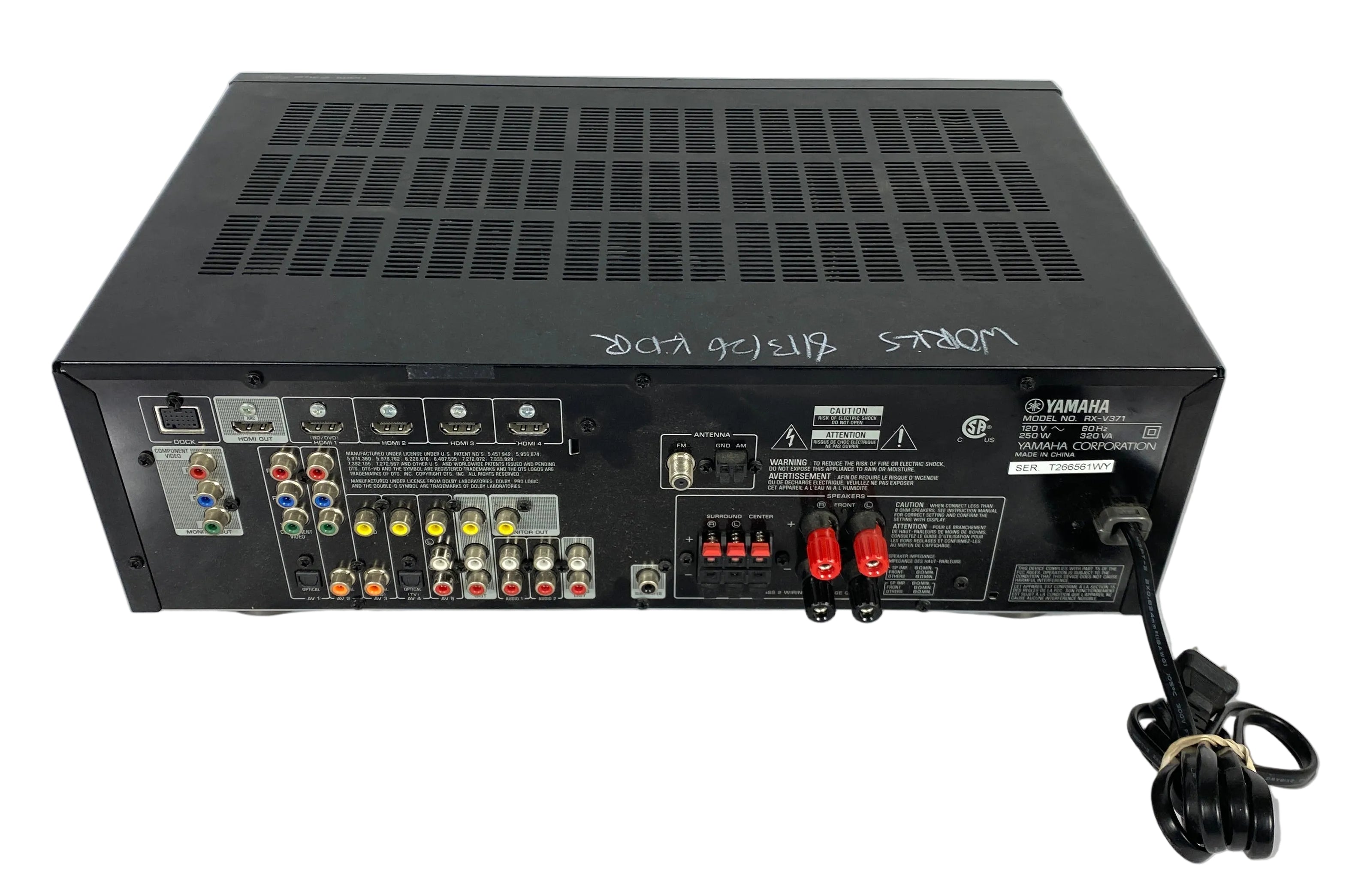 Yamaha RX-V371 Natural Sound AV Receiver *No Remote*