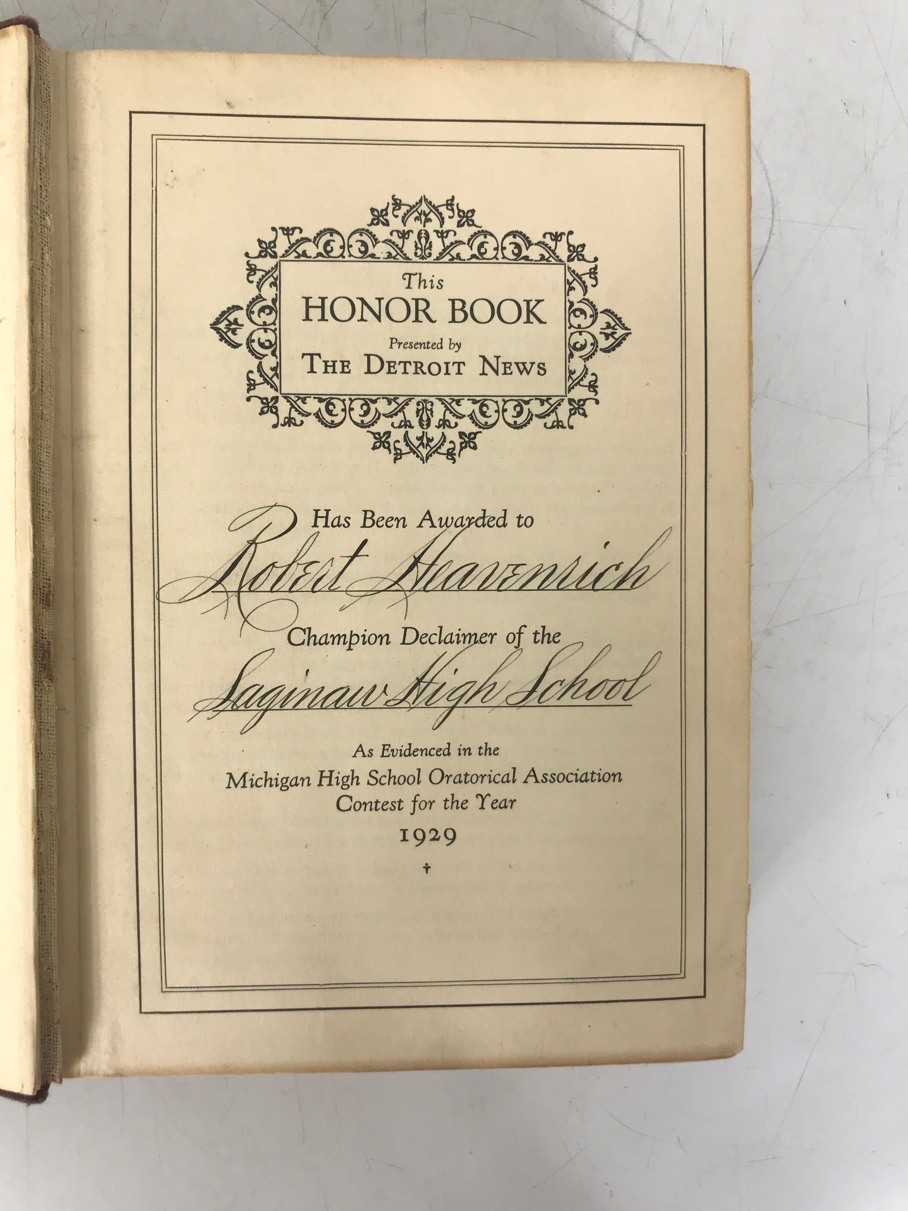 Webster's New Ideal Dictionary 1929 Embossed HS Award HC