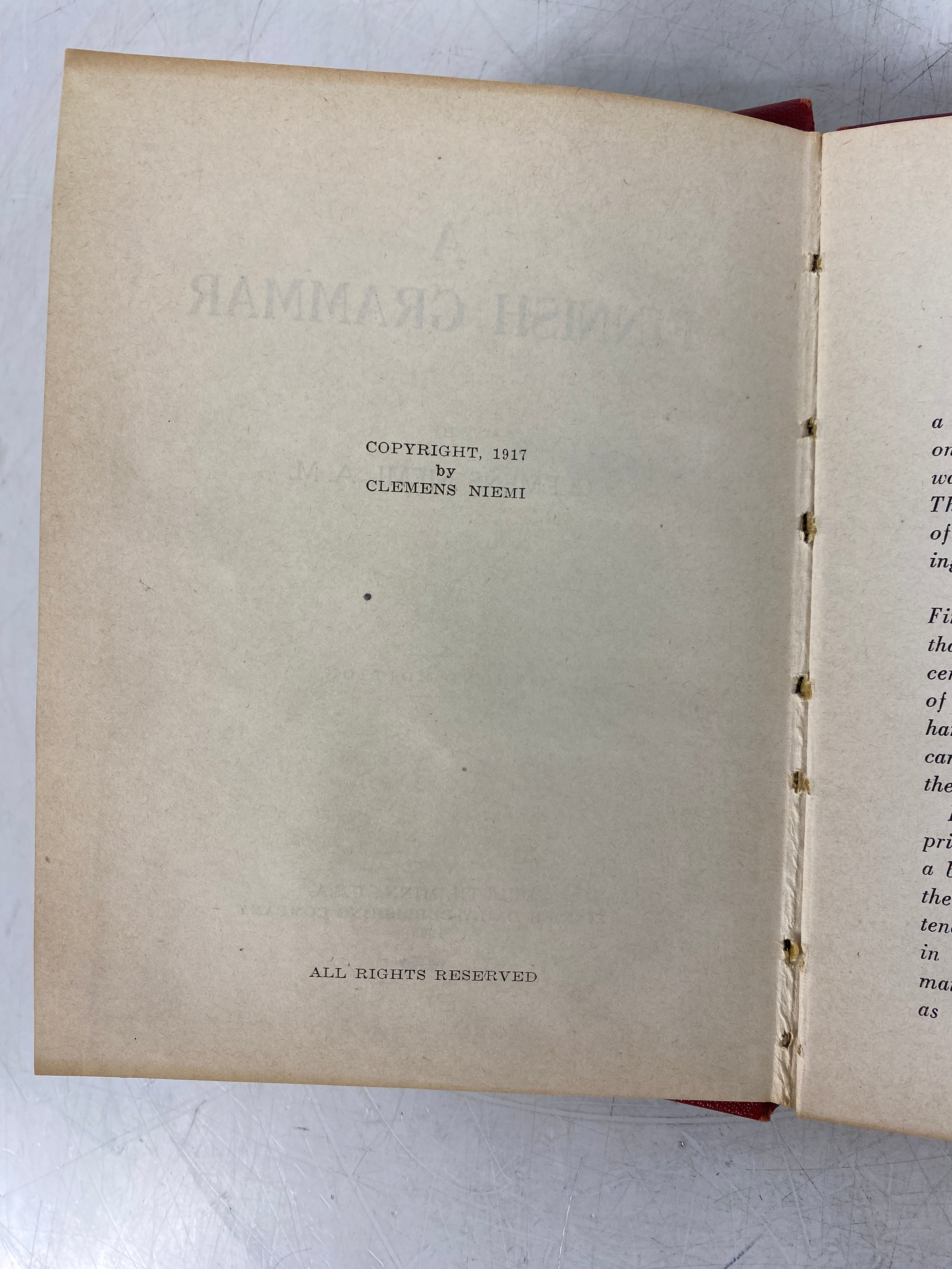 A Finnish Grammar by Clemens Niemi 1938 Second Edition Vintage HC