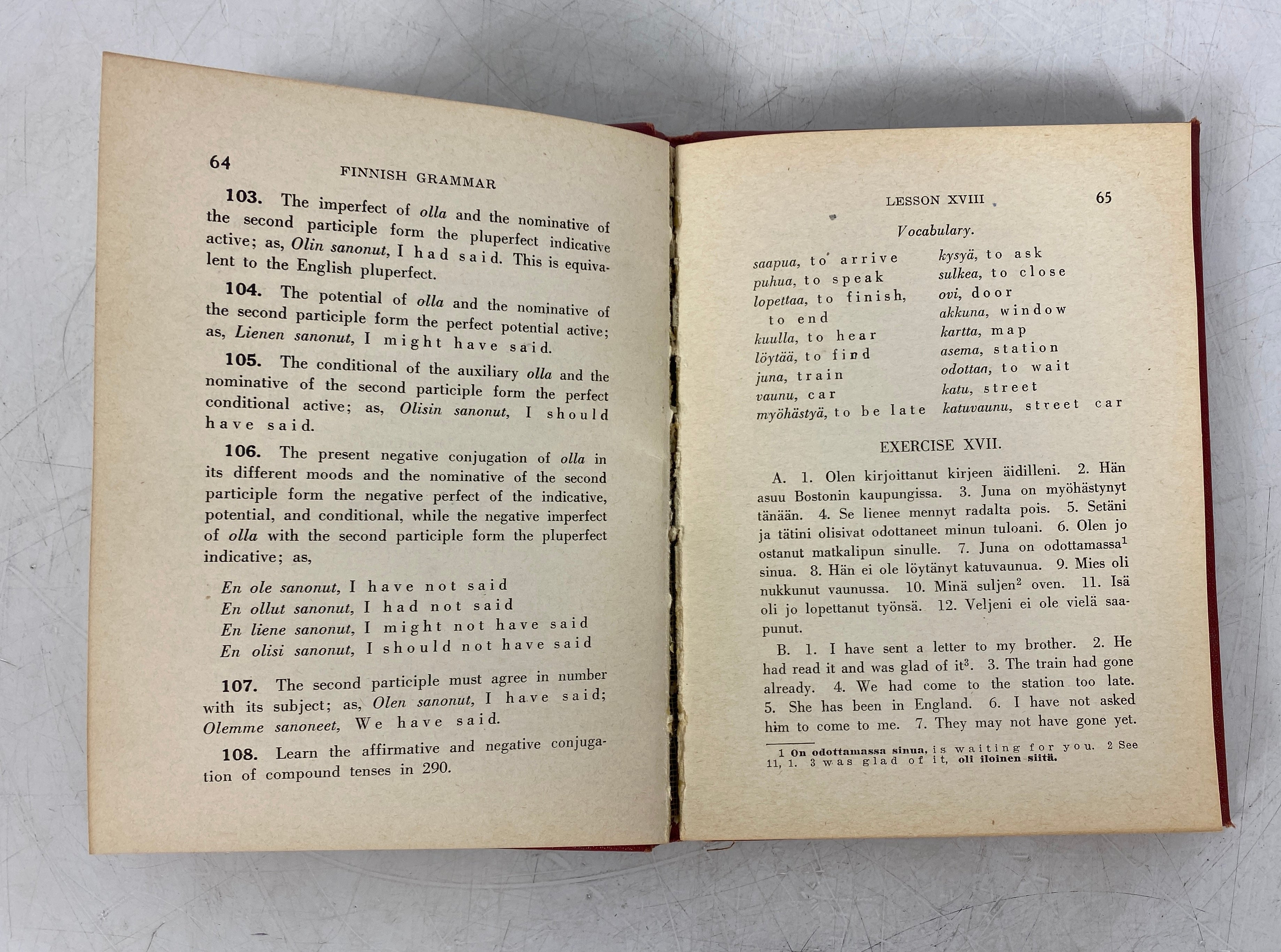 A Finnish Grammar by Clemens Niemi 1938 Second Edition Vintage HC