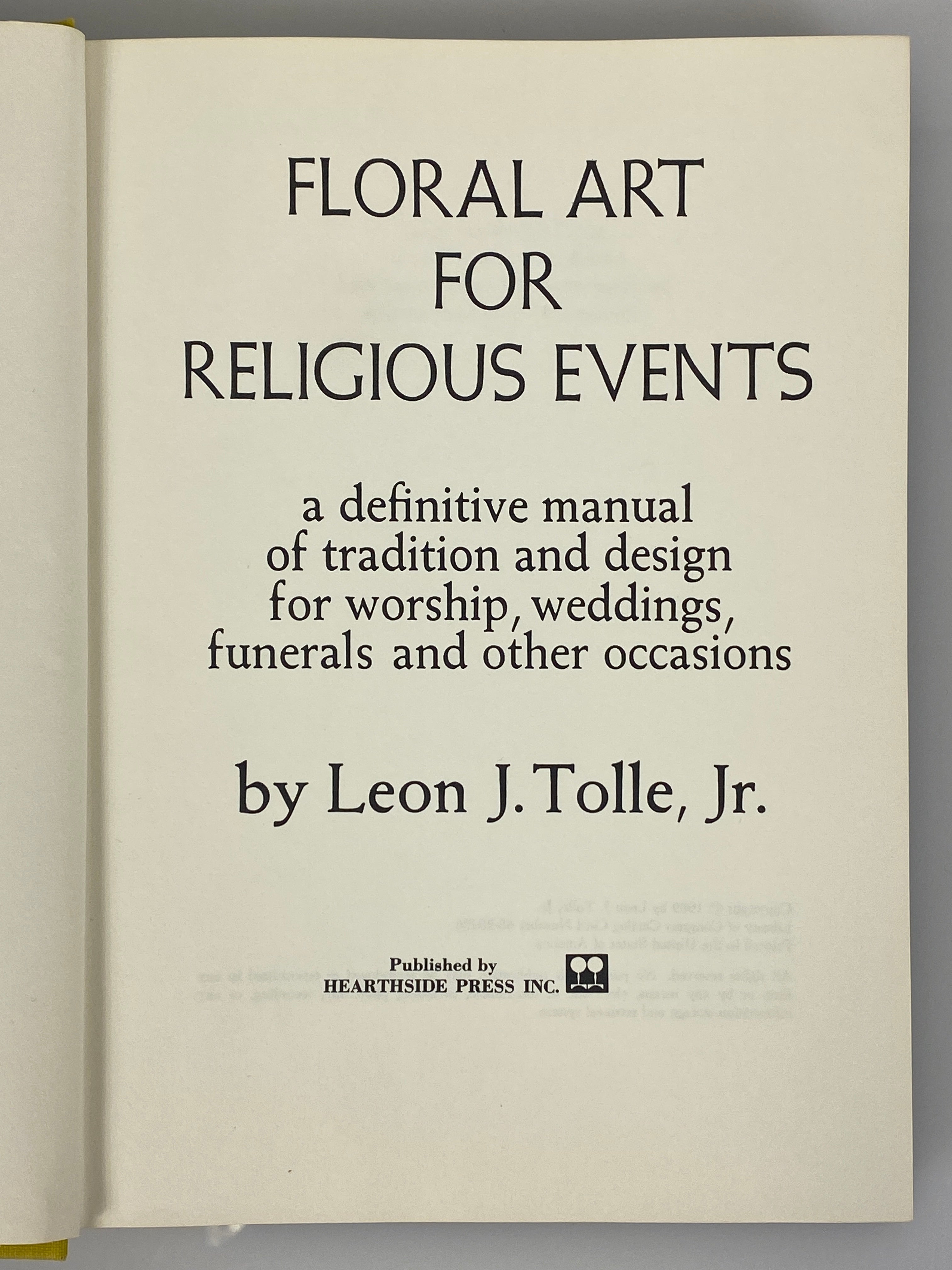 Floral Art for Religious Events by Leon J. Tolle 1969 Vintage HC DJ