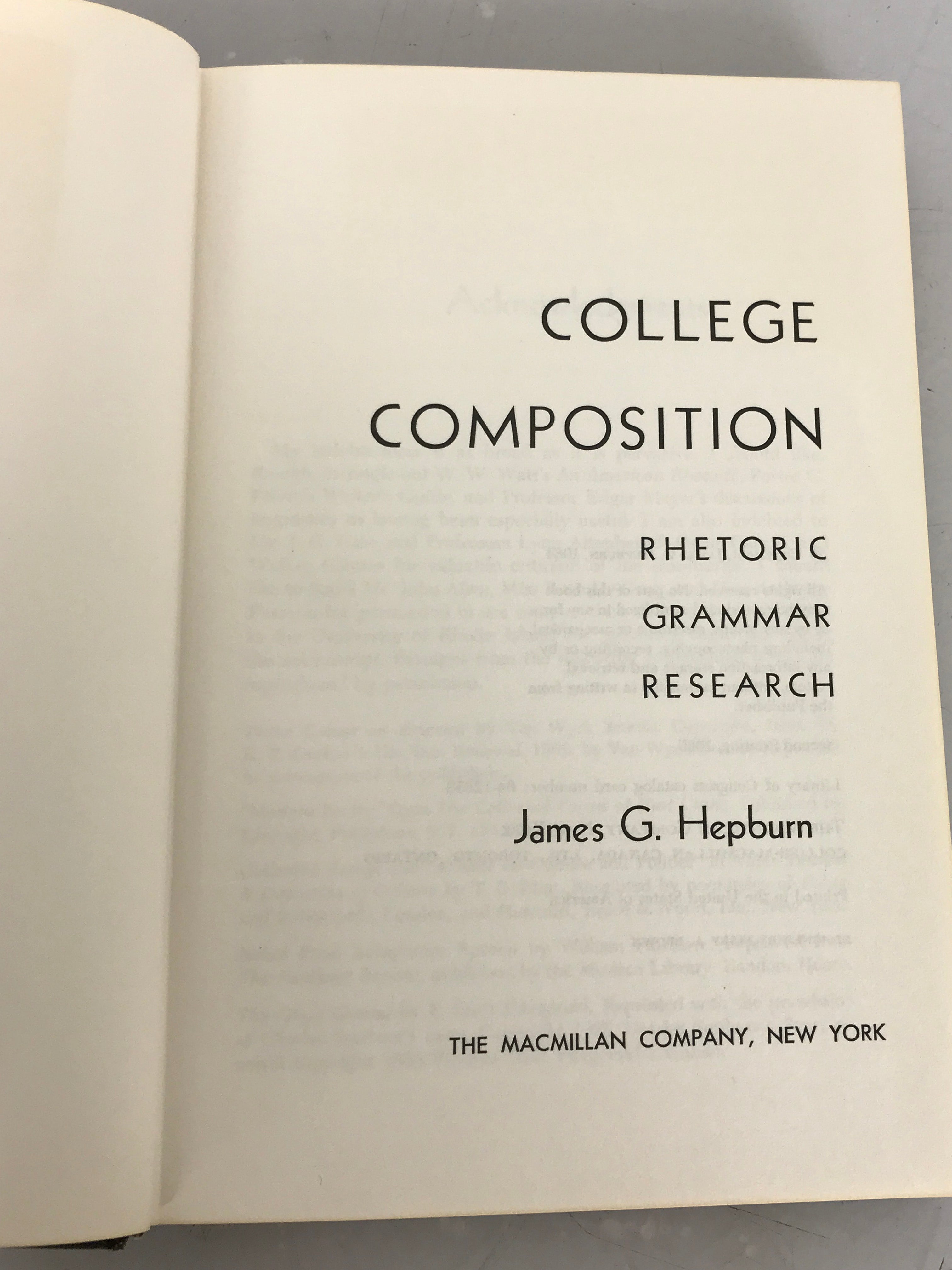 College Composition James Hepburn 1965 HC