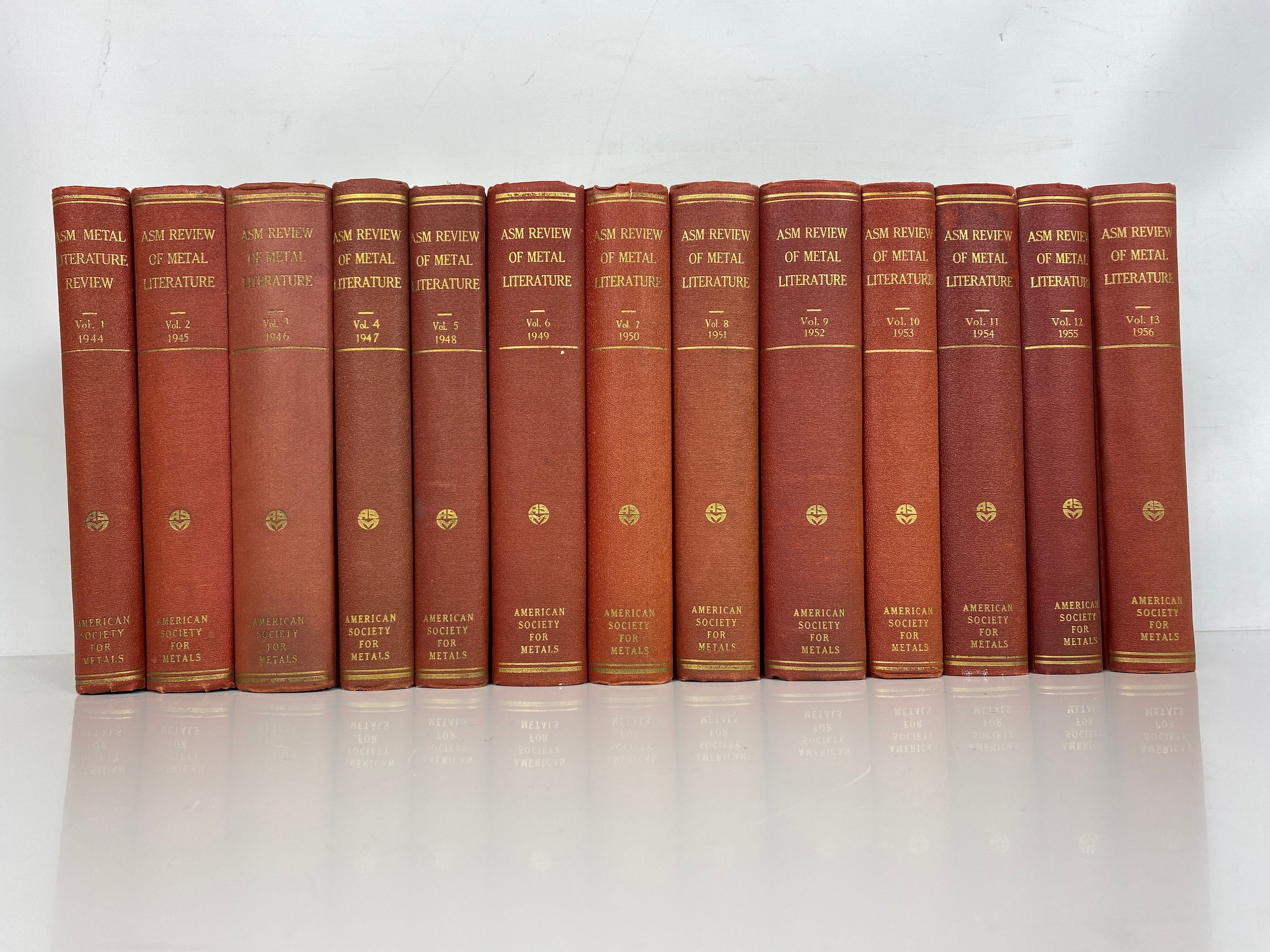 Lot of 13 American Society for Metals Review of Metal Literature Volume 1 (1944)-Volume 13 (1956) HC