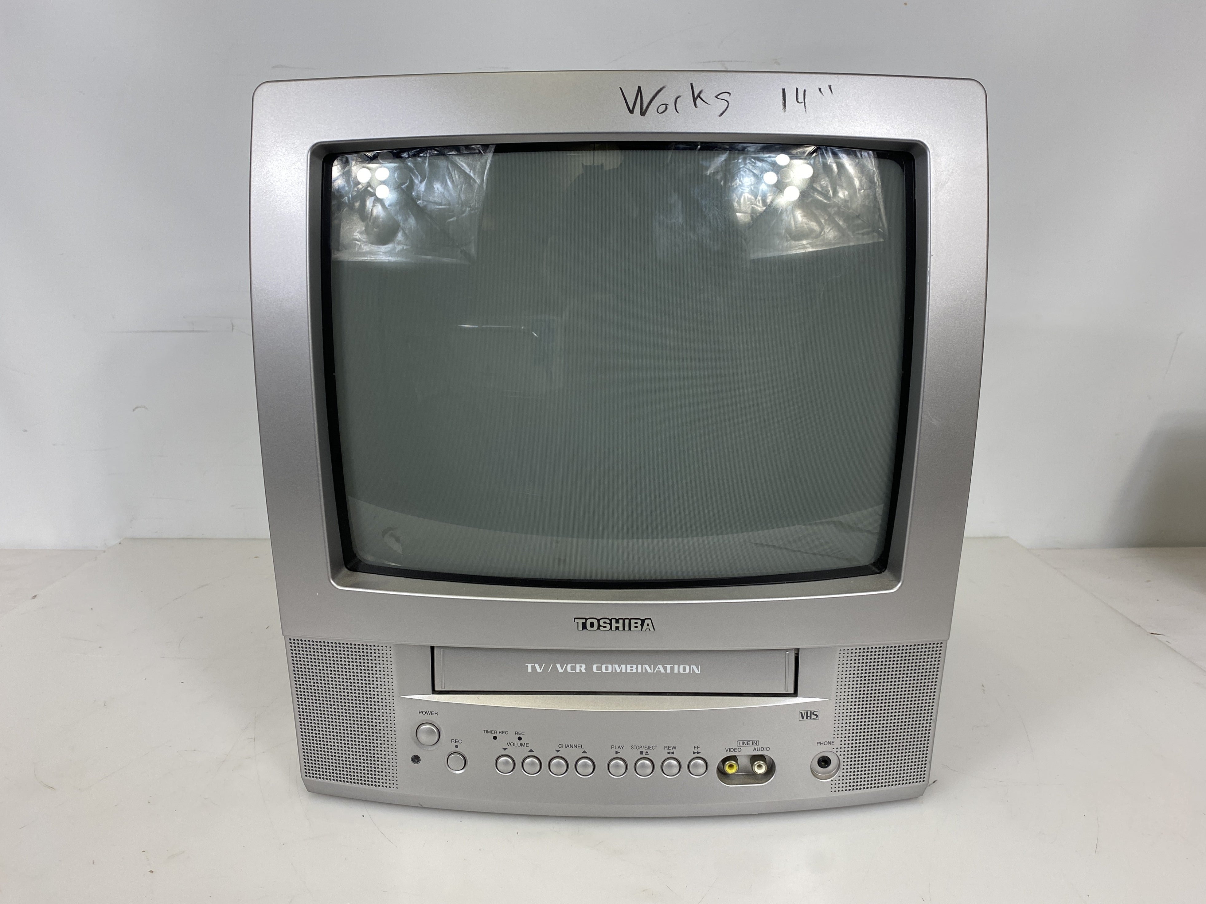 Vintage Toshiba MV13Q41 14" Silver CRT TV w/ VCR Combo