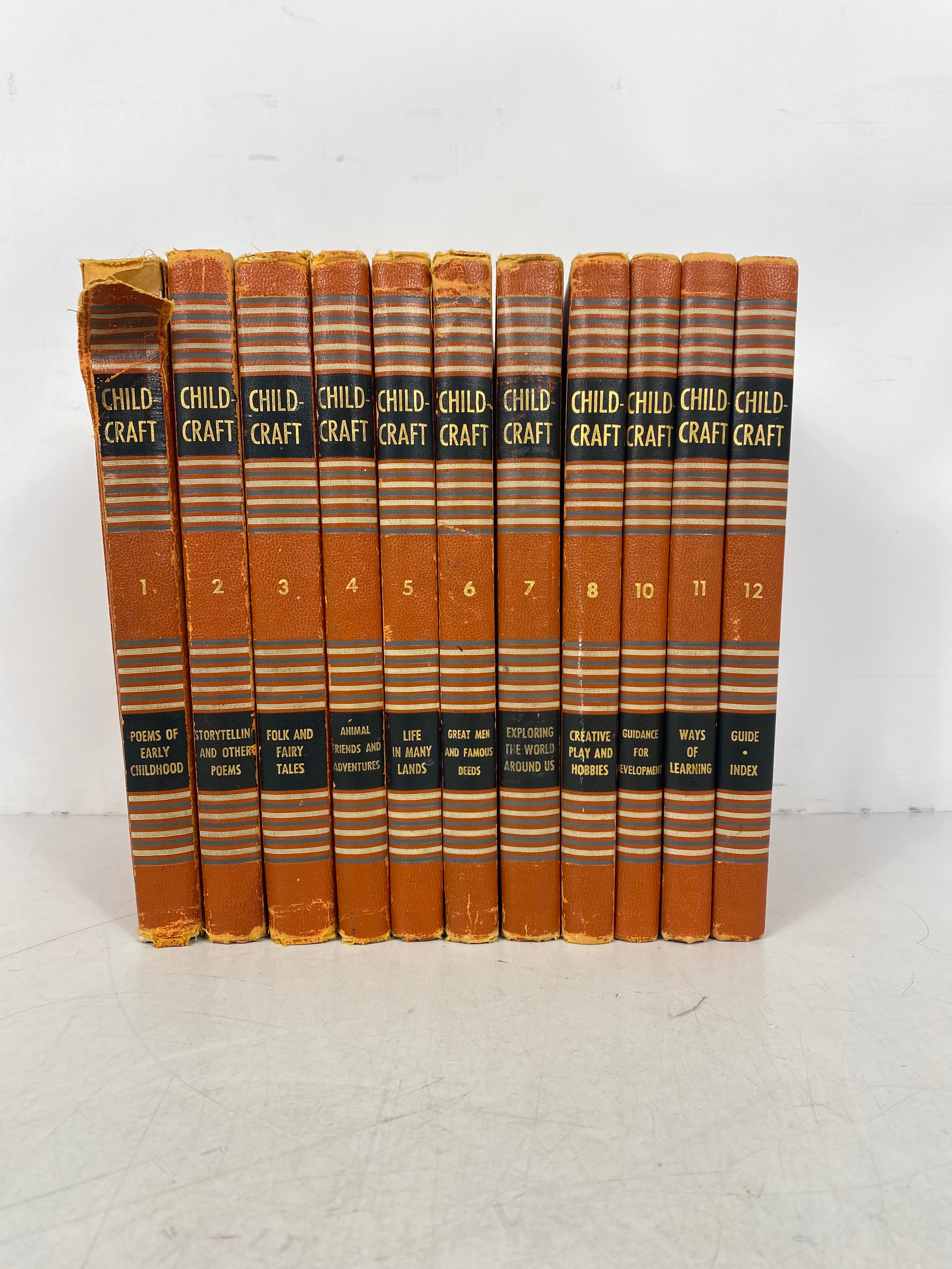 11 Vols: Childcraft in Fourteen Volumes (1-8, 10-12) 1949 Vintage HC