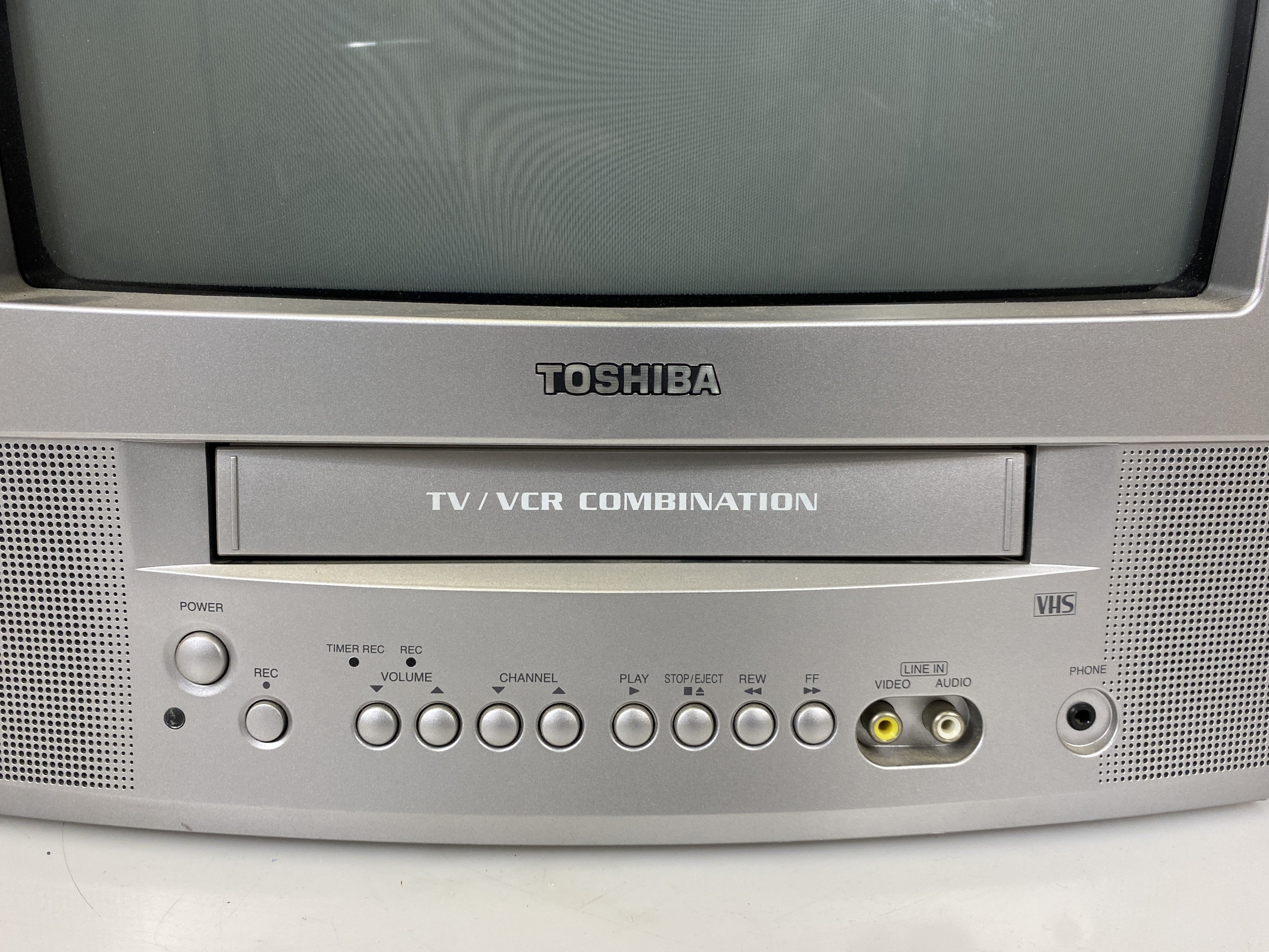 Vintage Toshiba MV13Q41 14" Silver CRT TV w/ VCR Combo