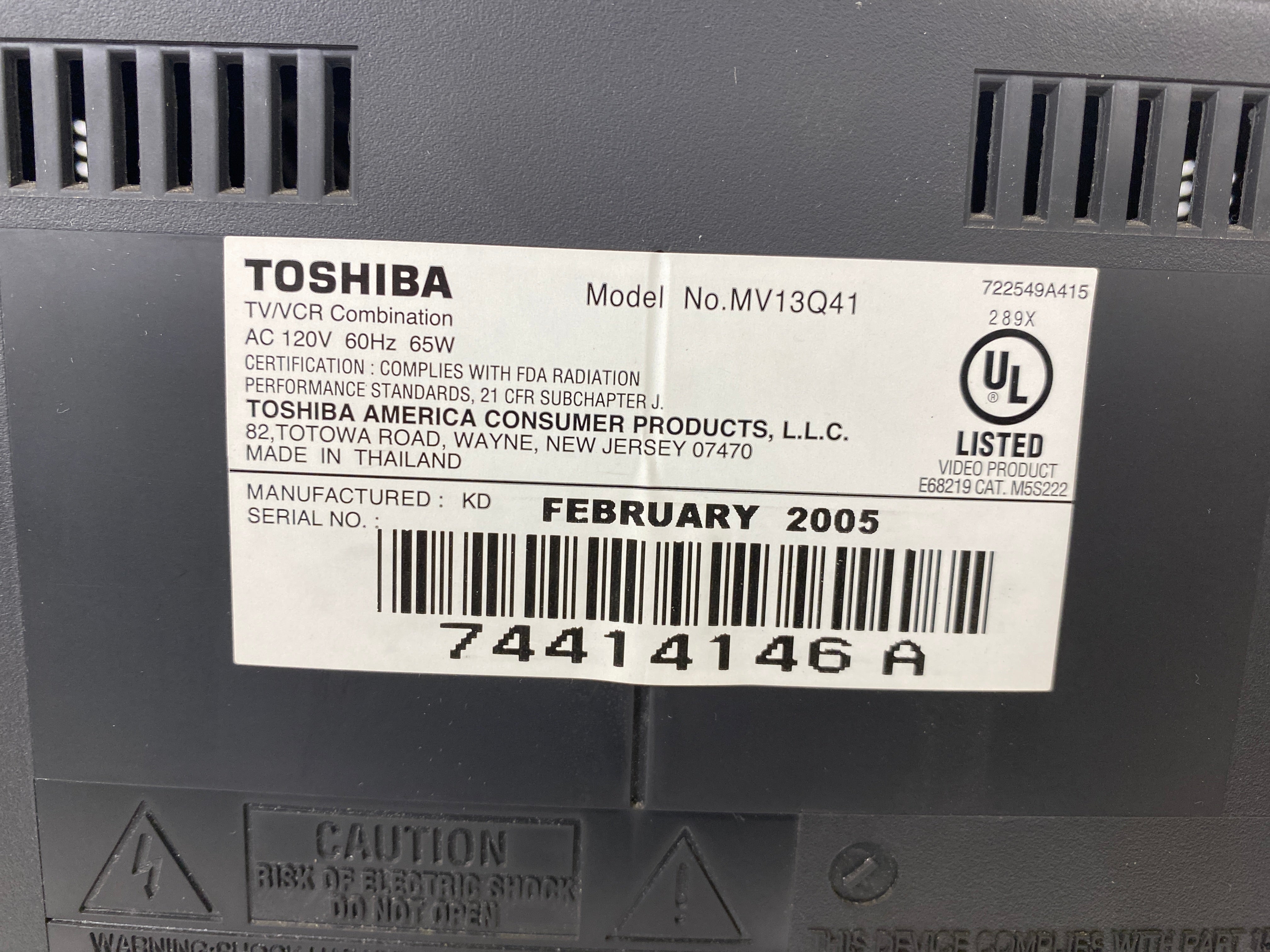 Vintage Toshiba MV13Q41 14" Silver CRT TV w/ VCR Combo