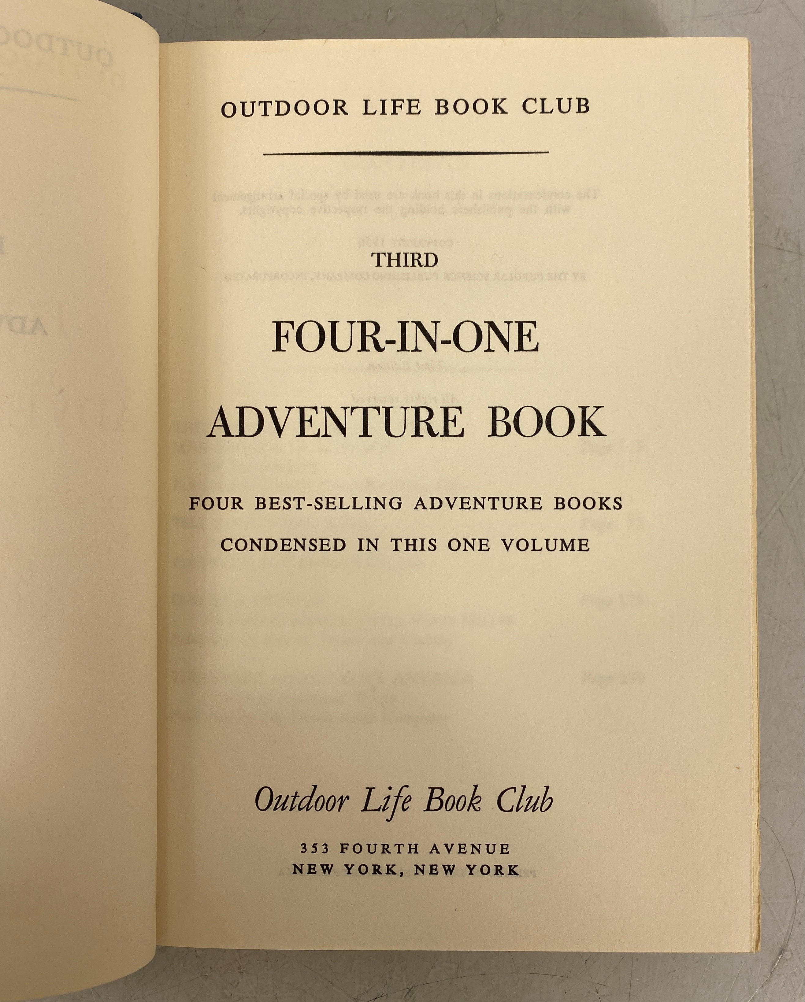 Outdoor Life Book Club 3rd Four-in-One Adventure Book 1956 First Ed HC