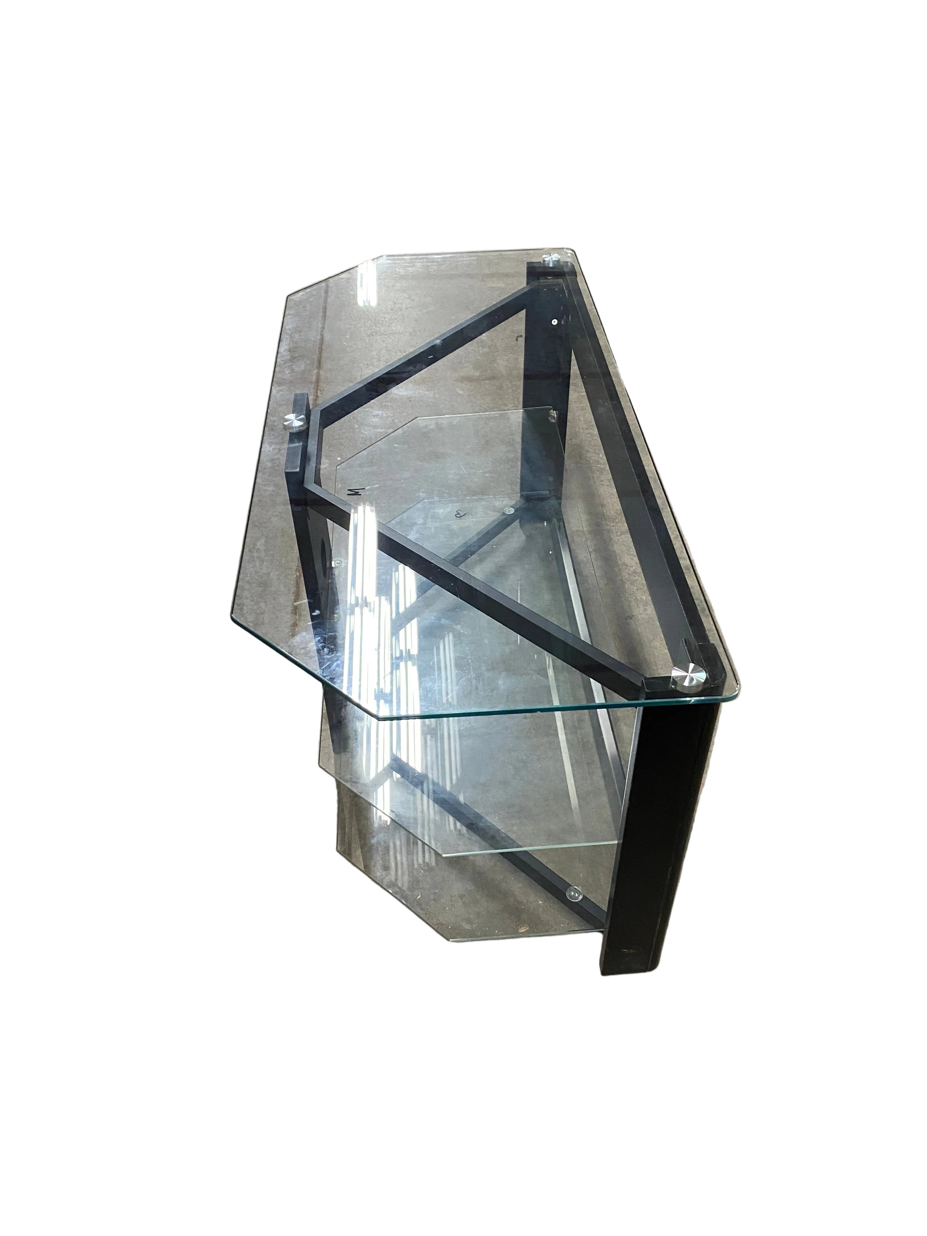 Glass TV Stand With Shelves