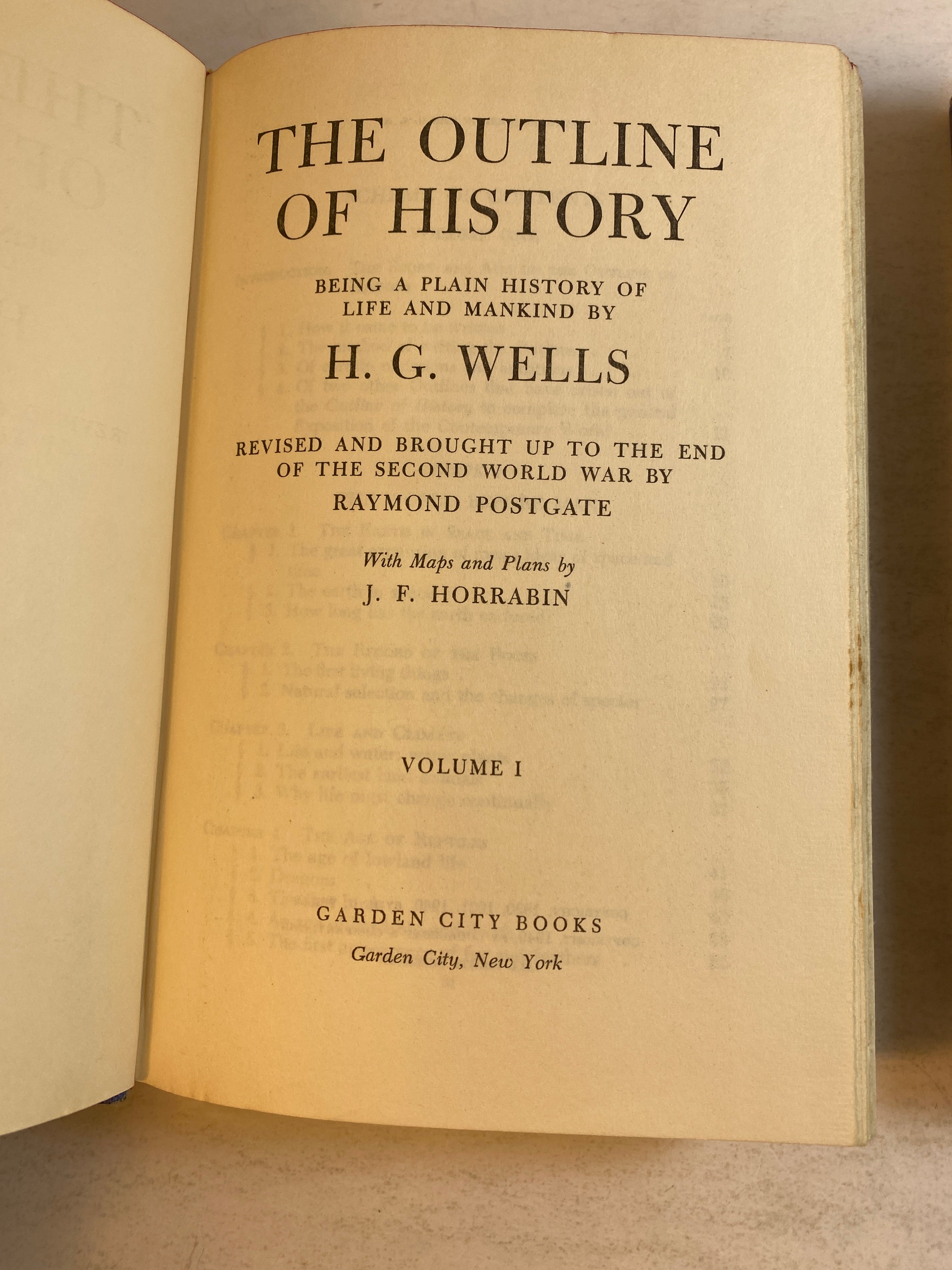 Set of 2 Outline of History HG Wells 1949 HC