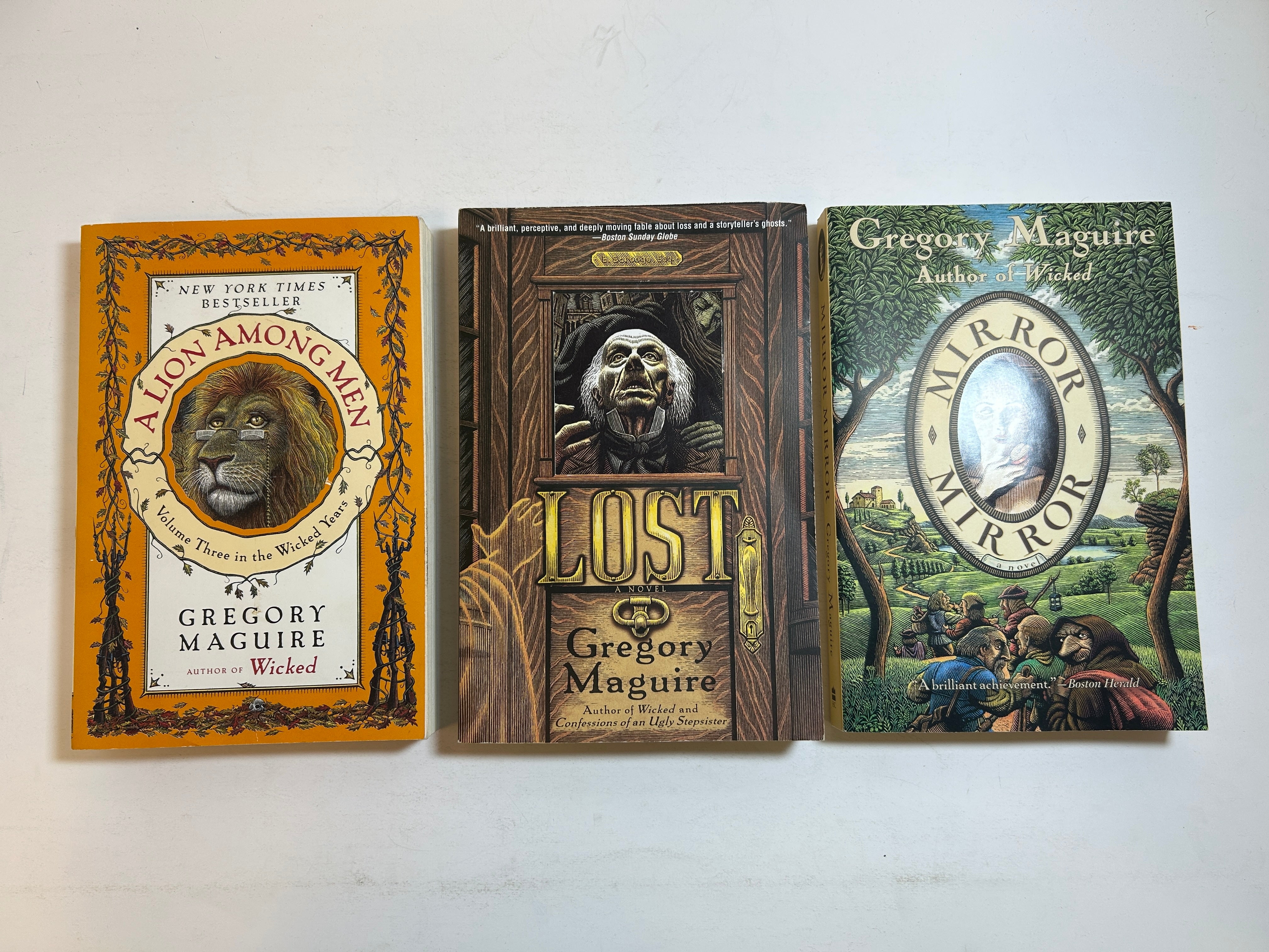 Lot of 3 Gregory Maguire Novels: Lost, Mirror Mirror, & A Lion Among Men SC