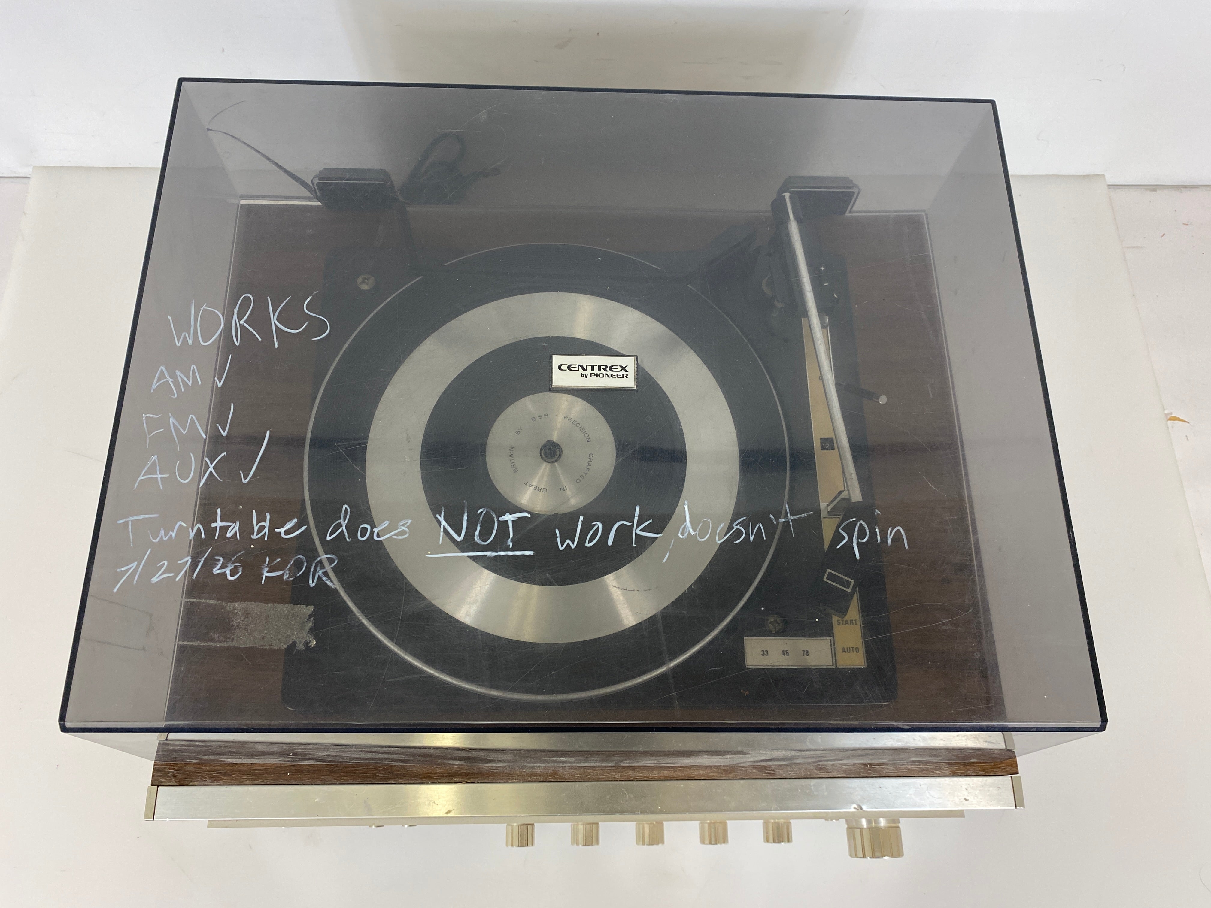 Pioneer Centrex Receiver and Record Player Combo Model AH-711 *Parts*