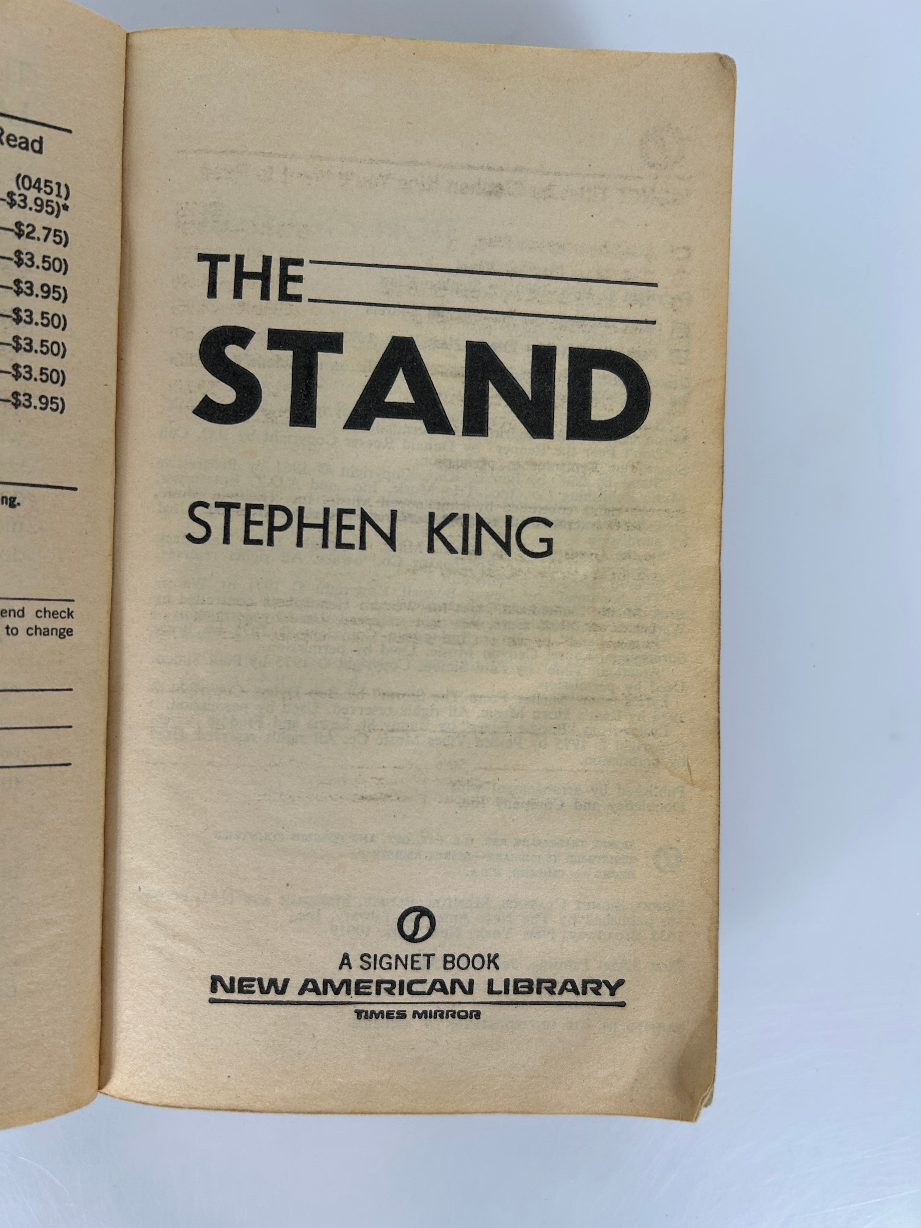The Stand by Stephen King First Signet Printing 1980 Paperback