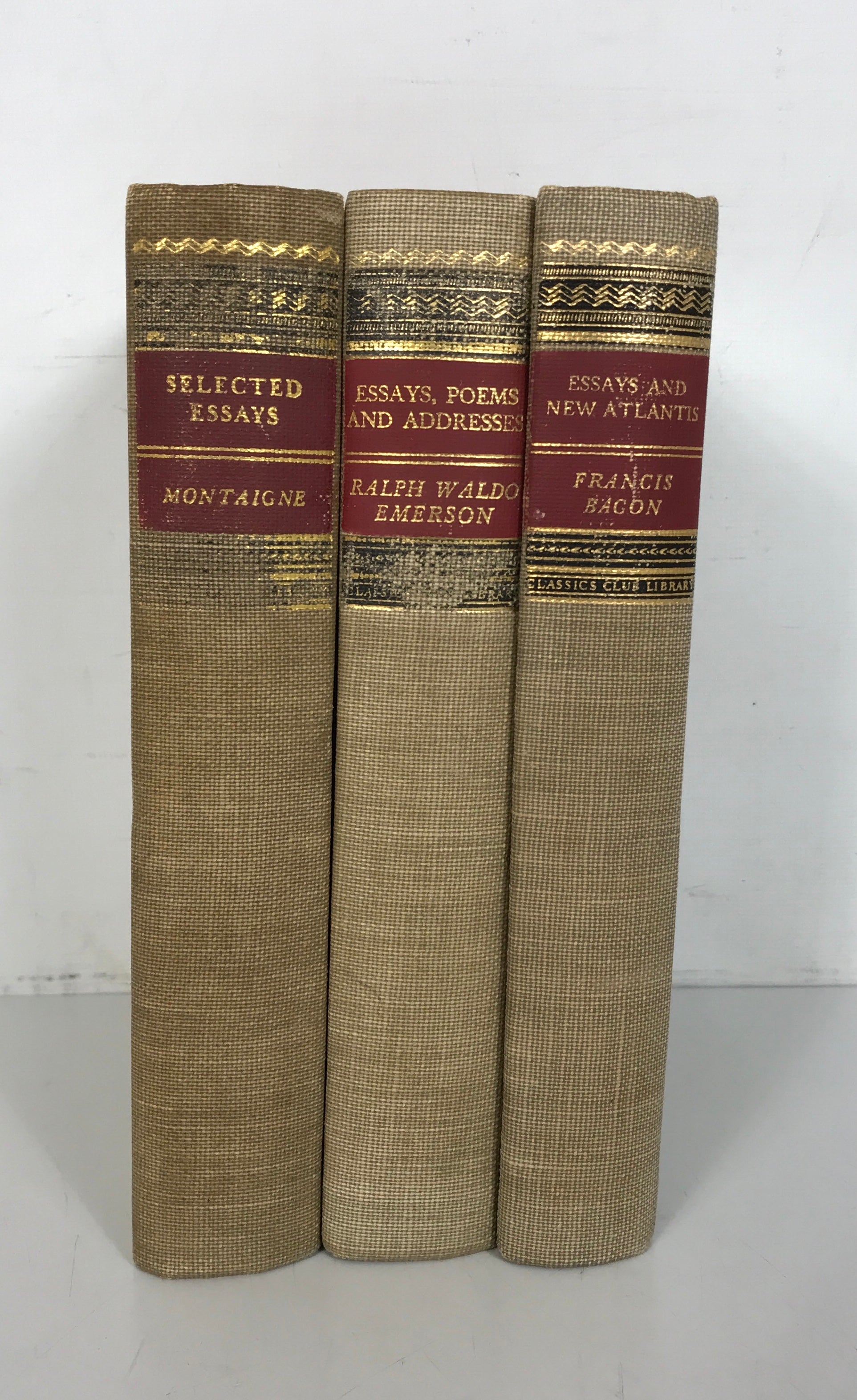 3 Vols The Classics Club: Emerson, Bacon, Montaigne 1941-1943 Vintage HC