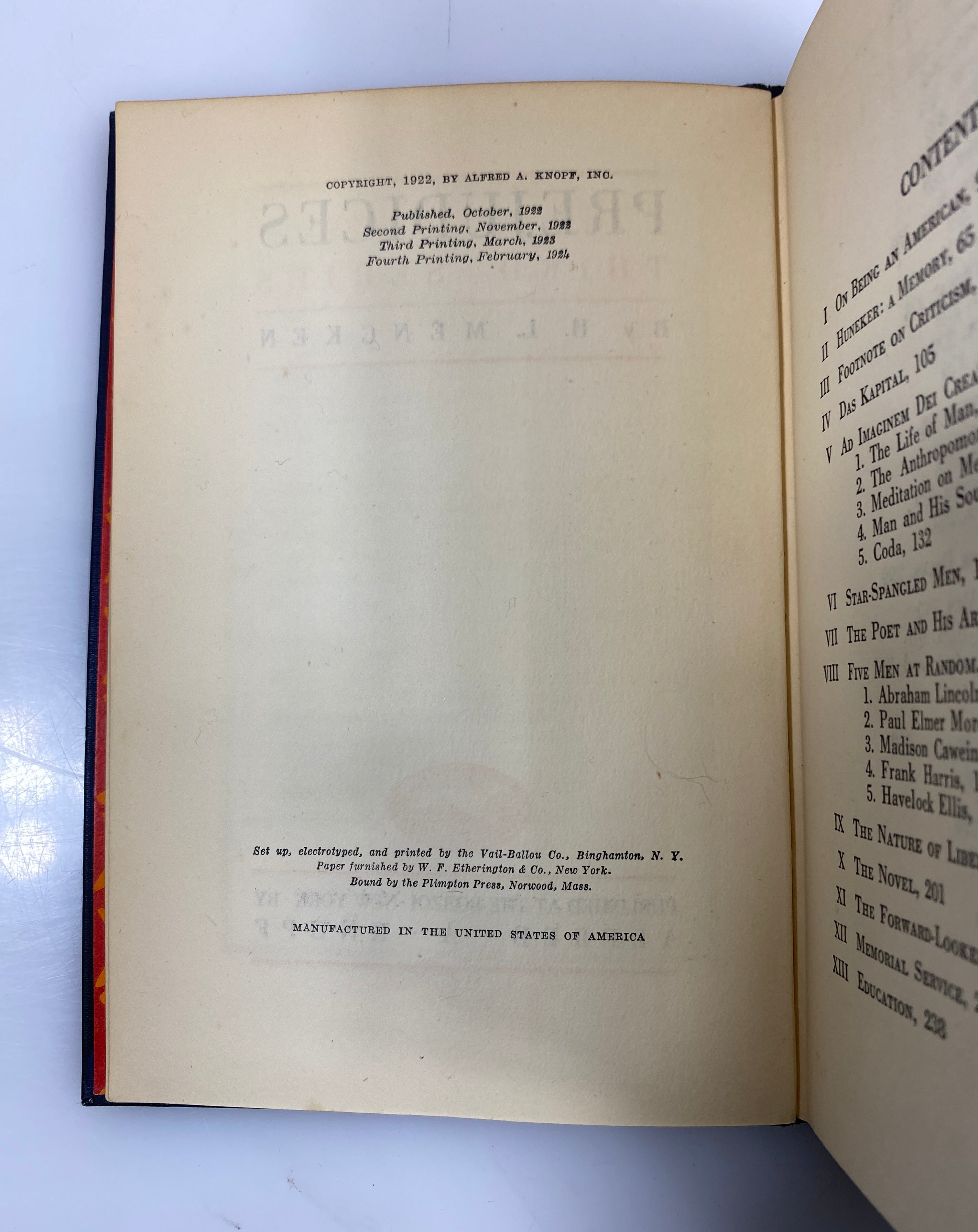 Lot of 3: Prejudices by Mencken First-Third Series Alfred A Knopf 1924 HC