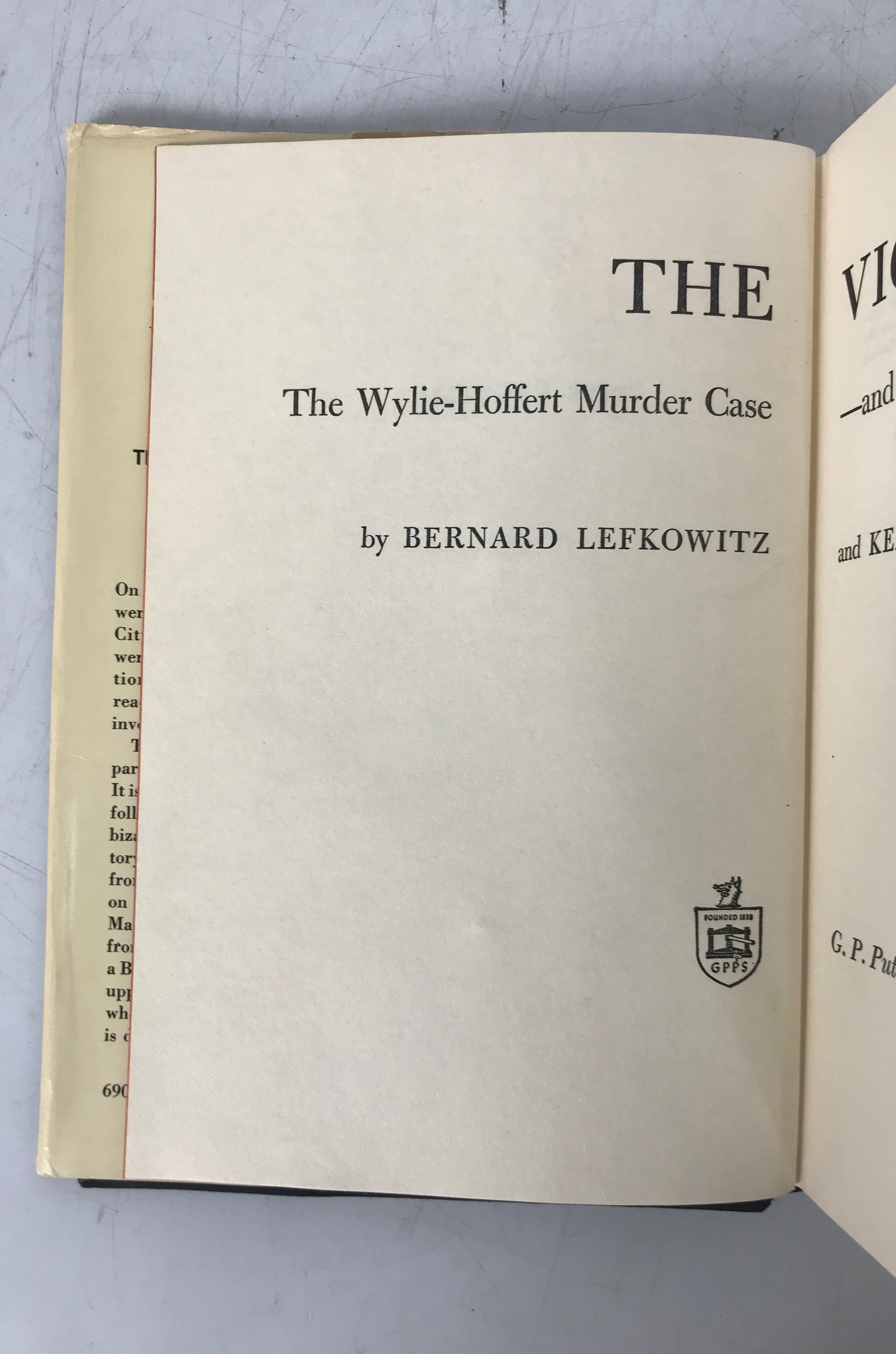 The Victims Lefkowitz/Gross 1969 Wylie-Hoffert Murders HC DJ