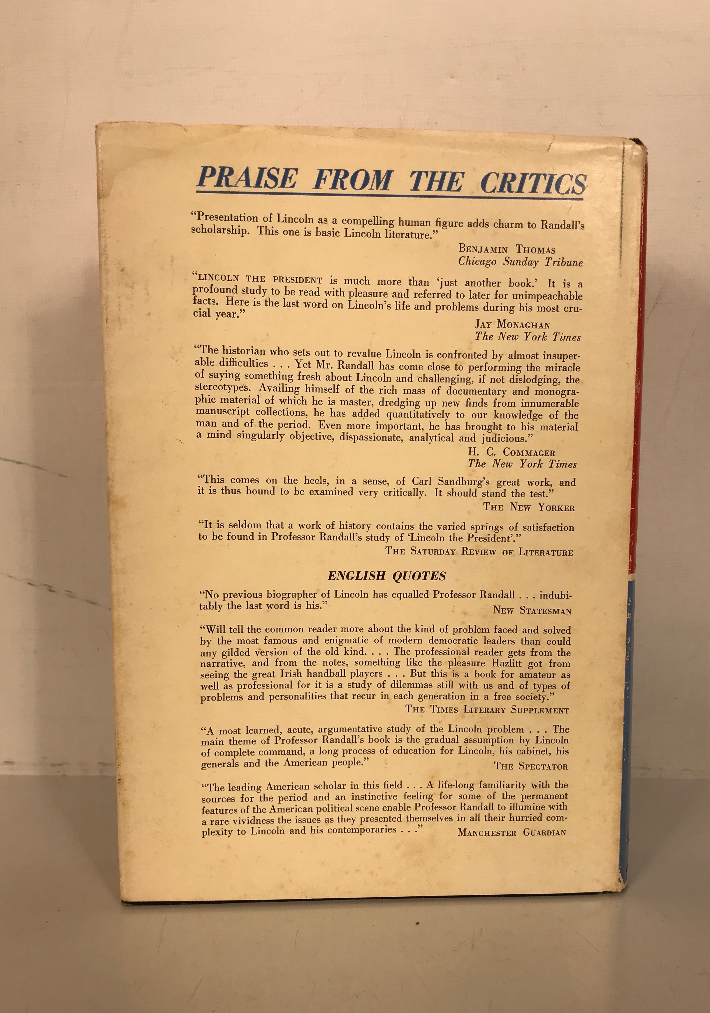 Lincoln The President Randall/Current 1955 1st Ed 2nd Print HC DJ