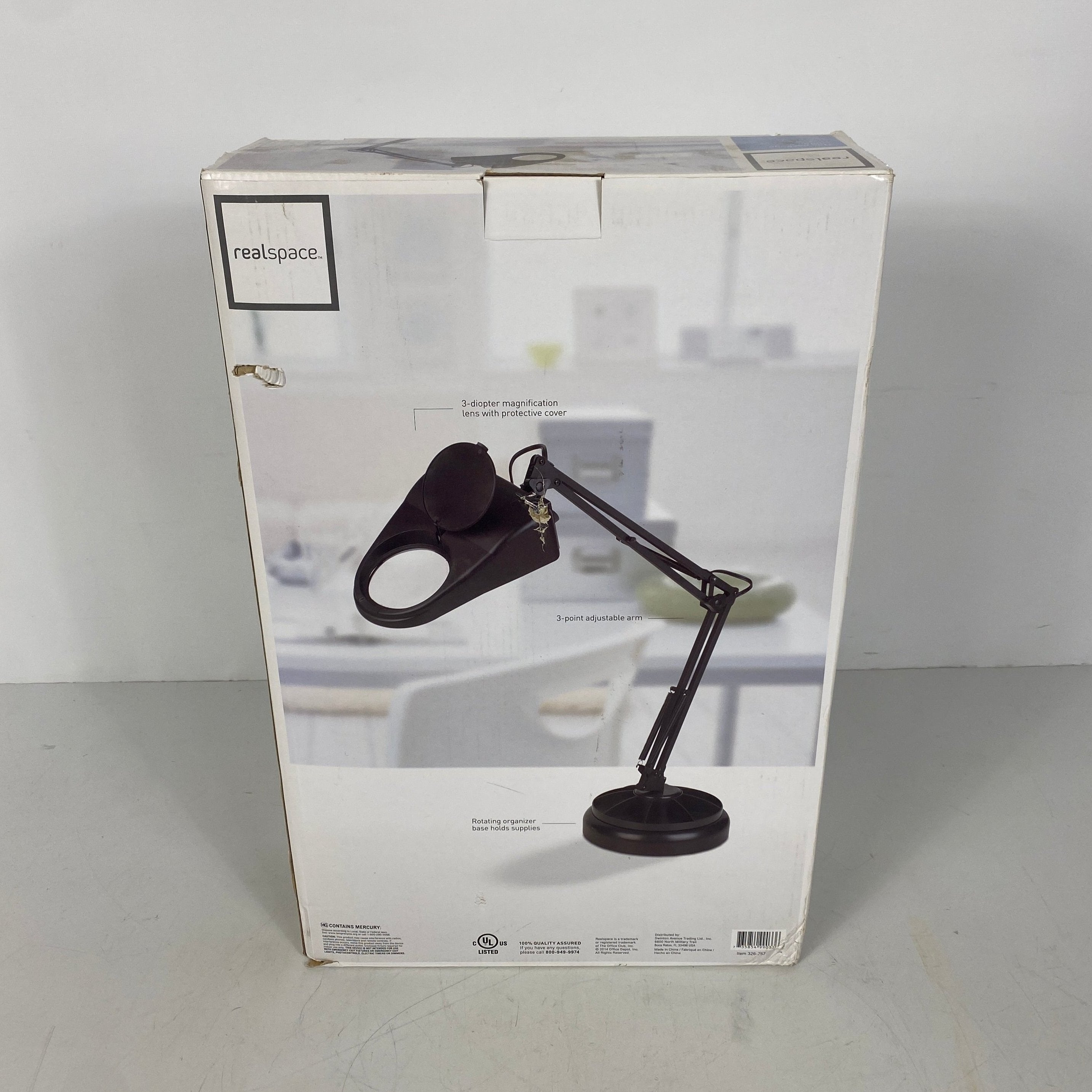 Realspace 326-757 Magnifier Desk Lamp Black Finish