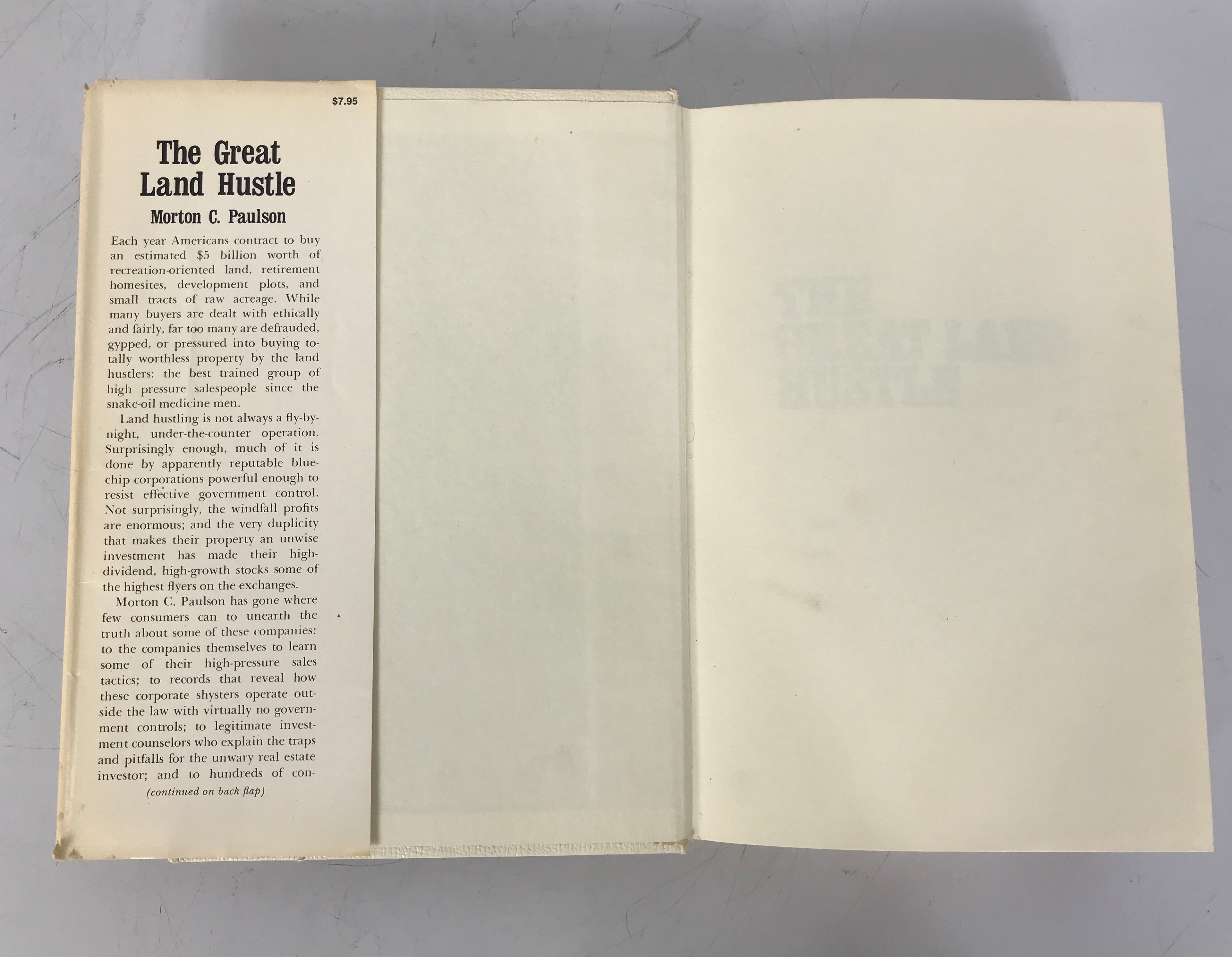 The Great Land Hustle Morton Paulson 1972 Vintage HC DJ