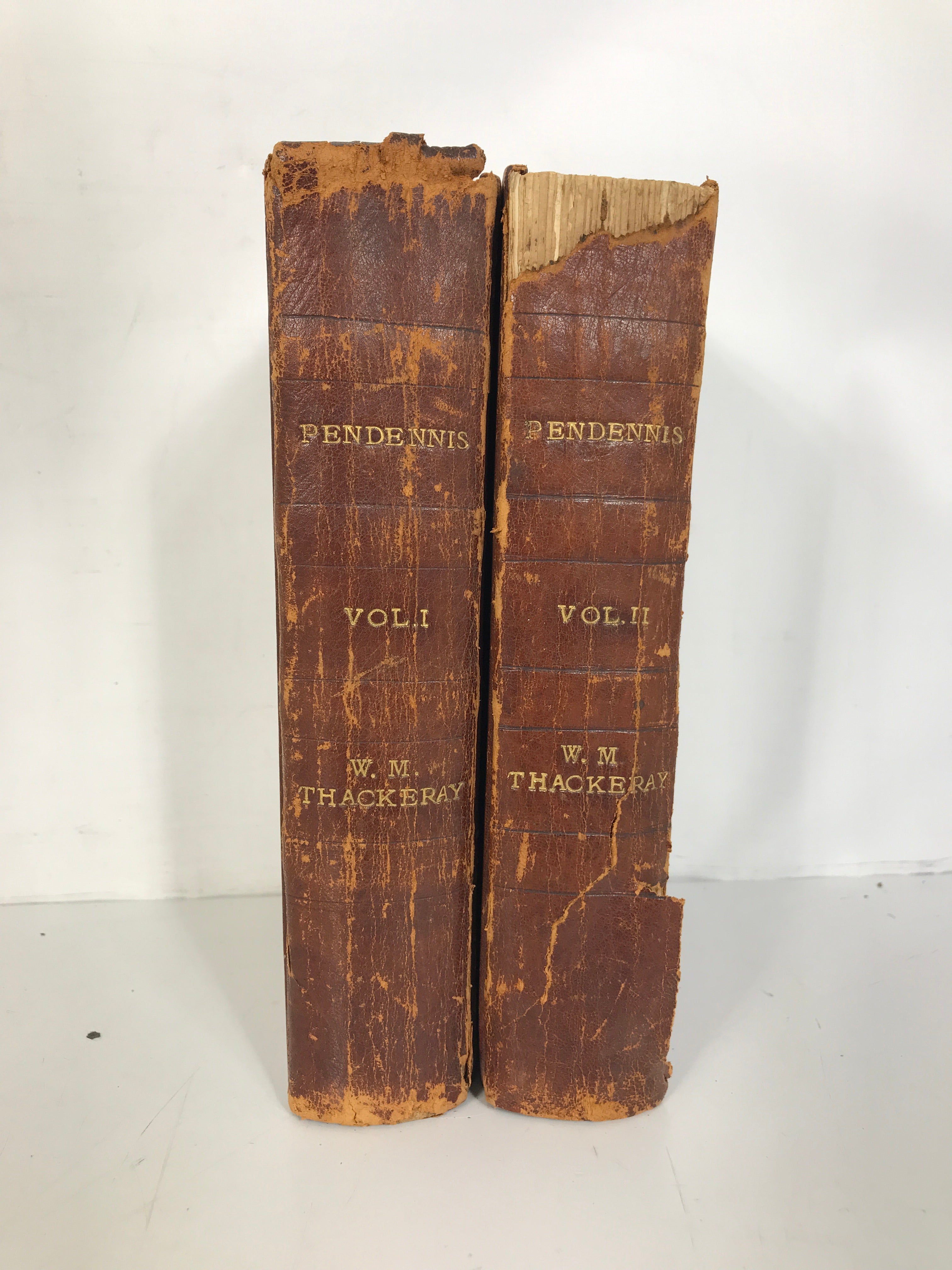 2 Vol Set: The History of Pendennis by Thackeray 1869 Leather HC