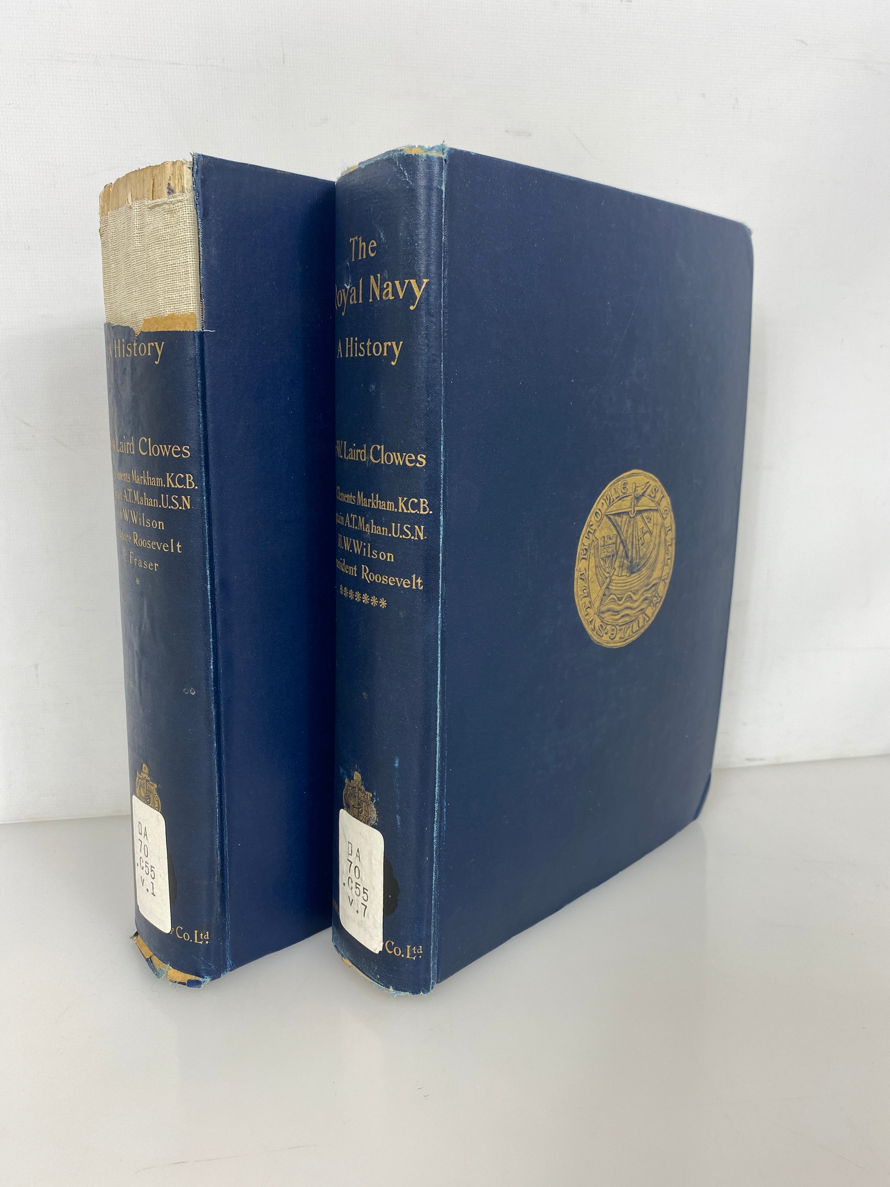 2 Antique Volumes: The Royal Navy A History (I and VII) 1897-1903 Ex-Library