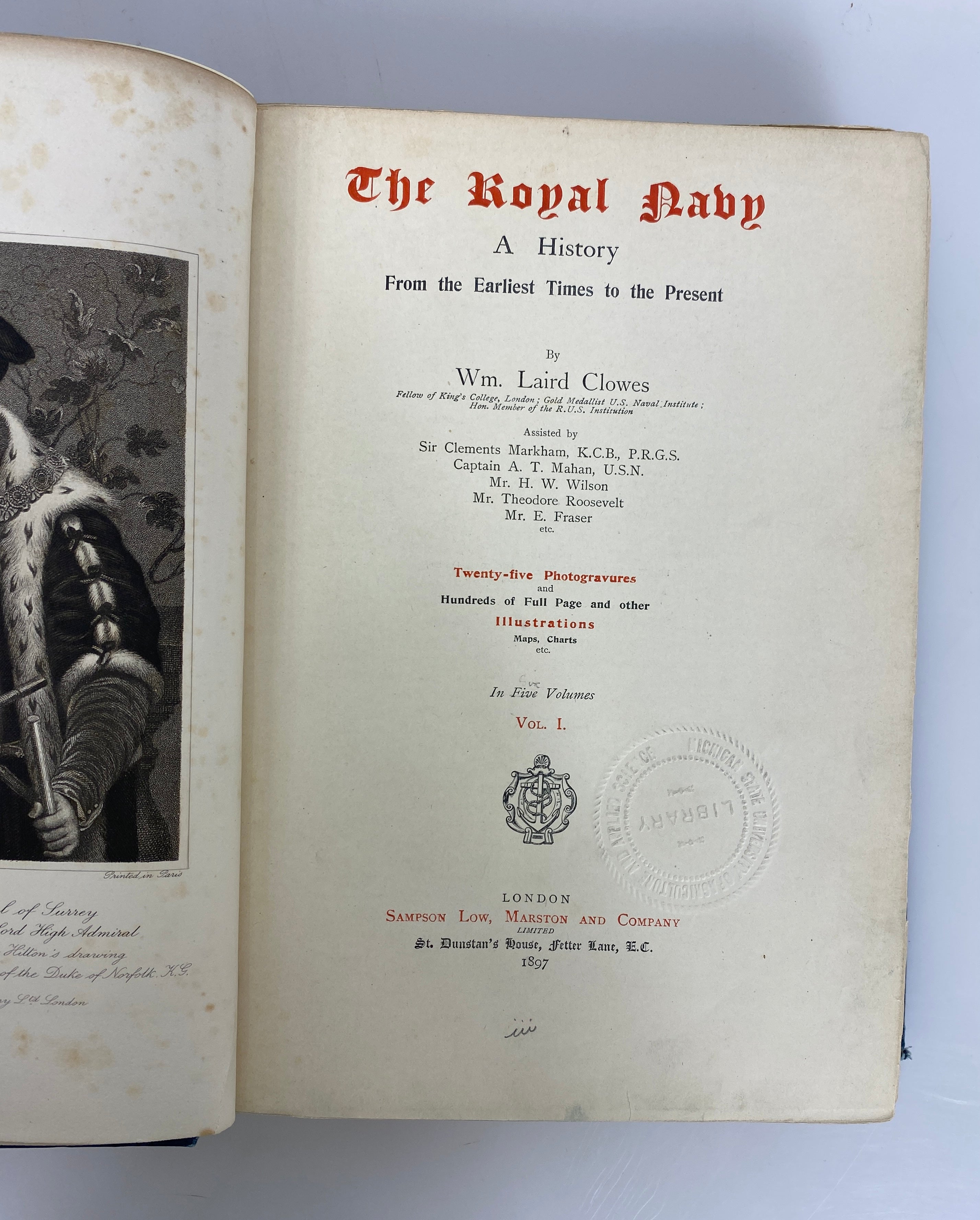 2 Antique Volumes: The Royal Navy A History (I and VII) 1897-1903 Ex-Library