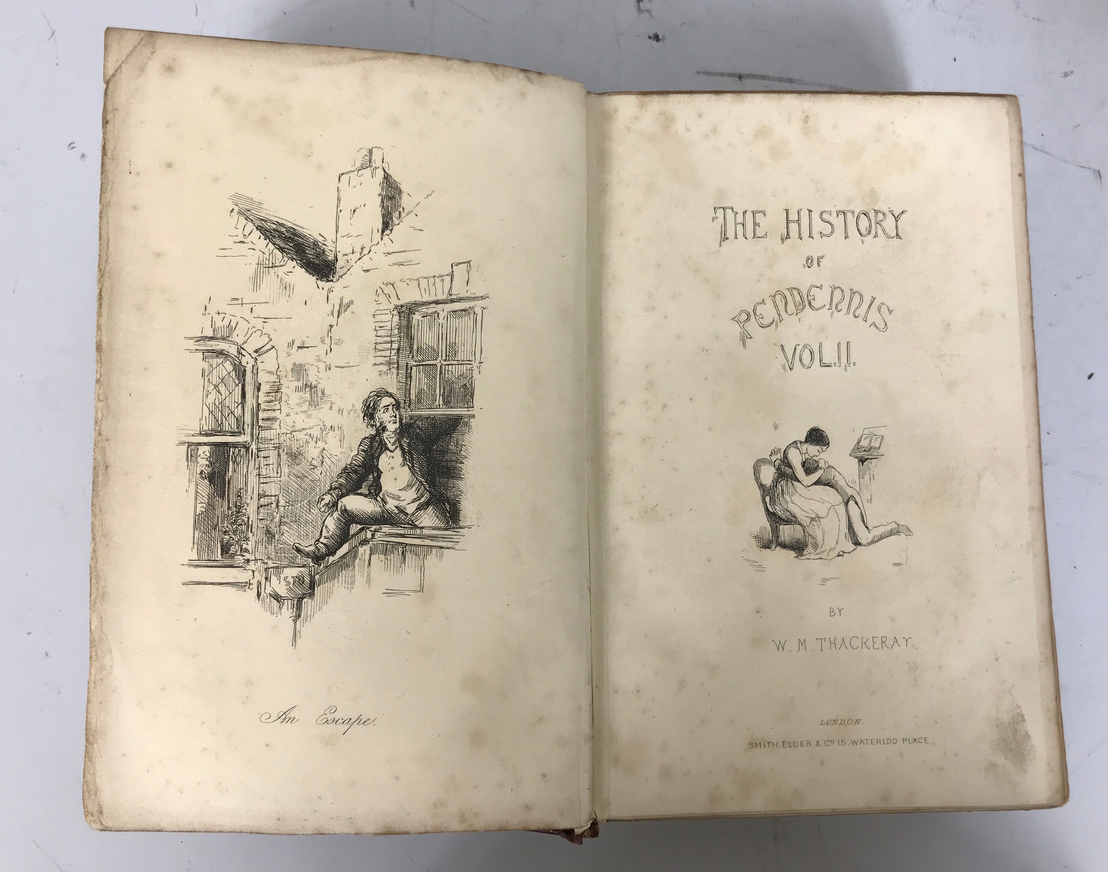 2 Vol Set: The History of Pendennis by Thackeray 1869 Leather HC