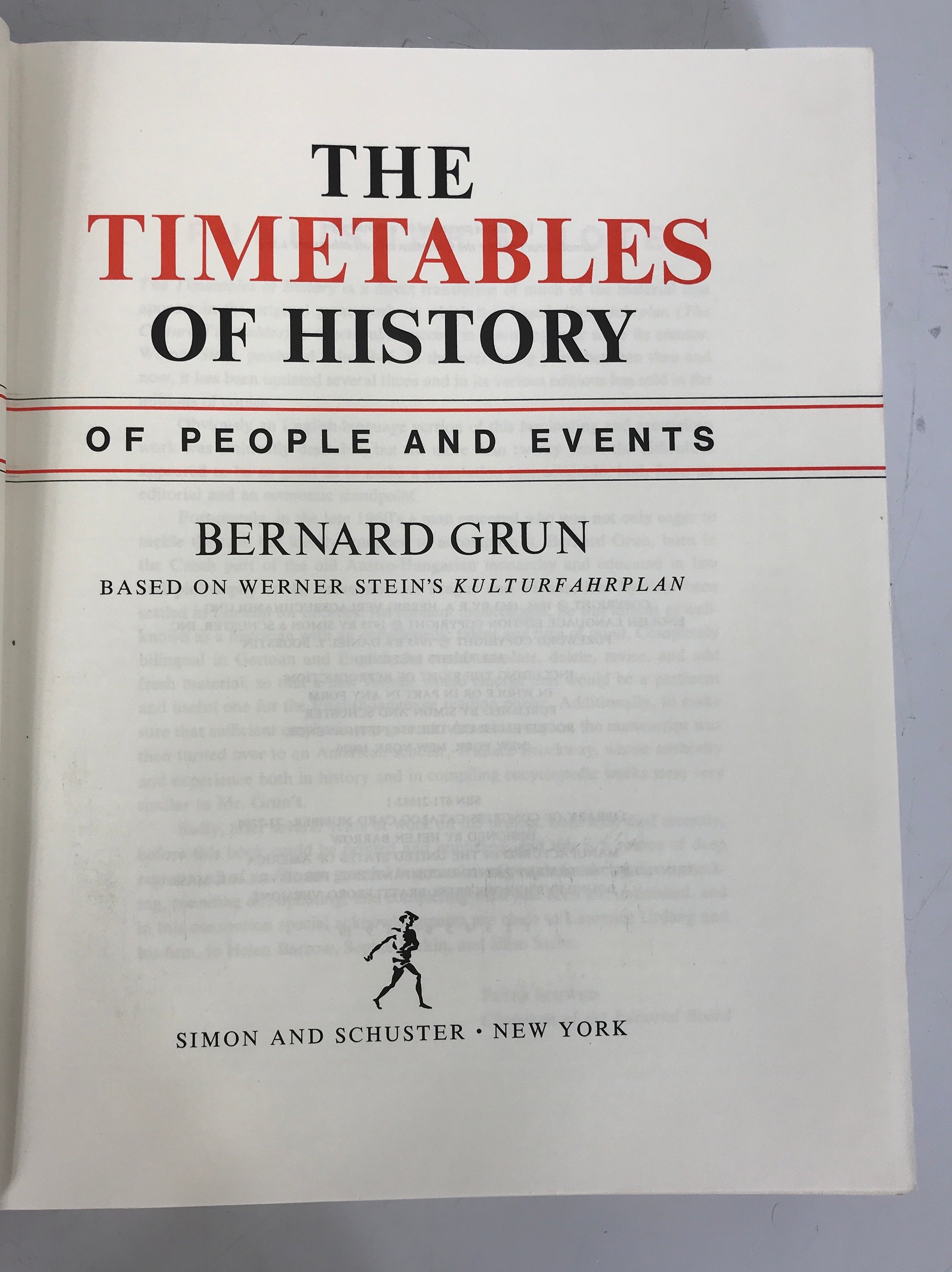 The Timetables of History Bernard Grun 1975 Vintage HC DJ