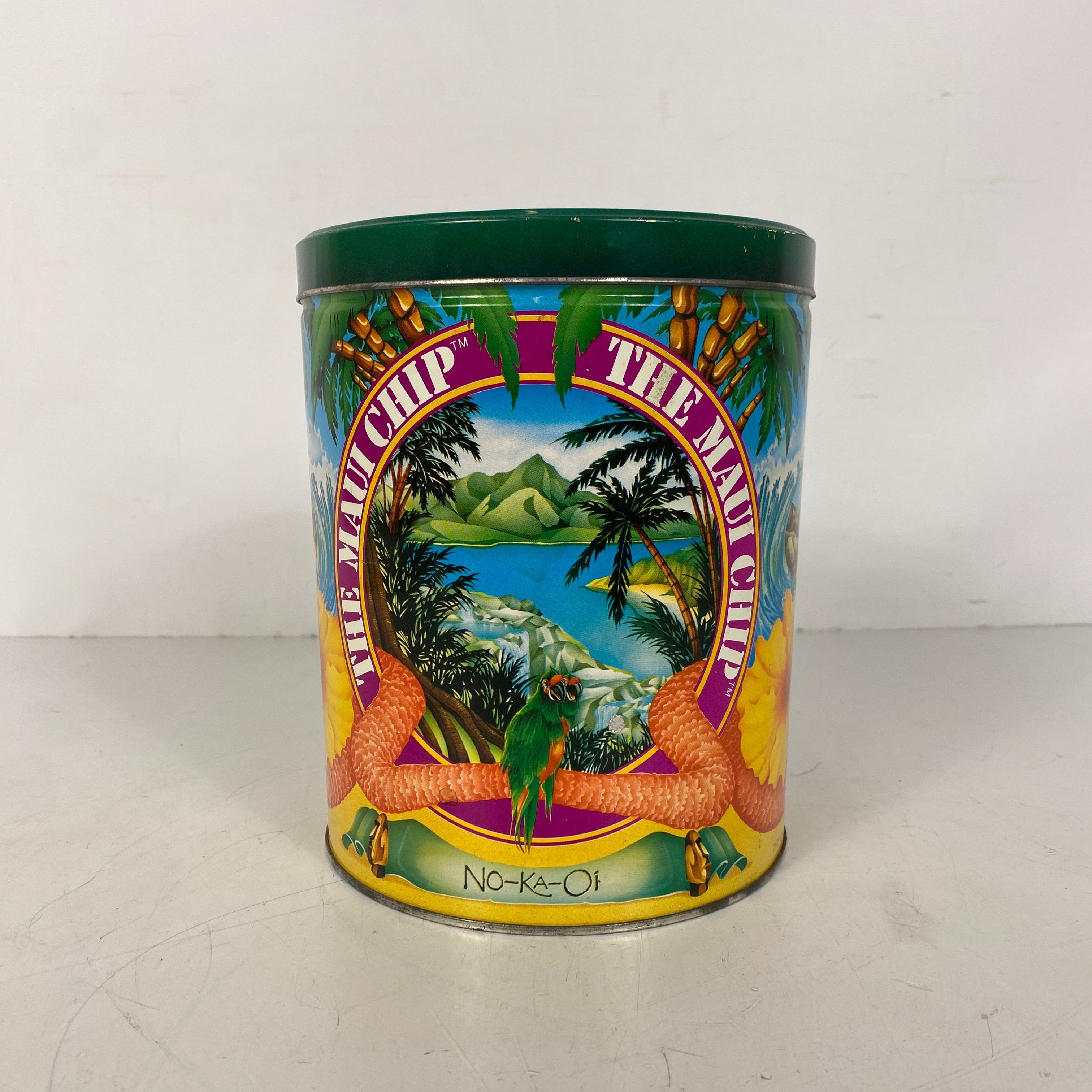 Vintage 1986 The Maui Chip Tin Can Canister