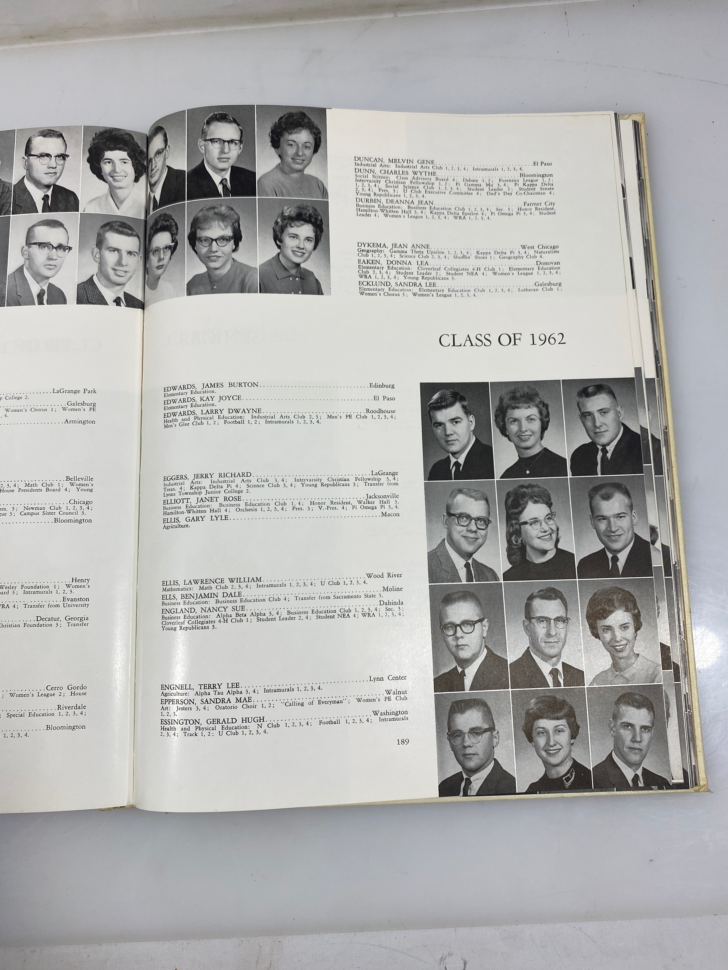 1962 "The Index" Illinois State Normal College Year Book Normal IL HC