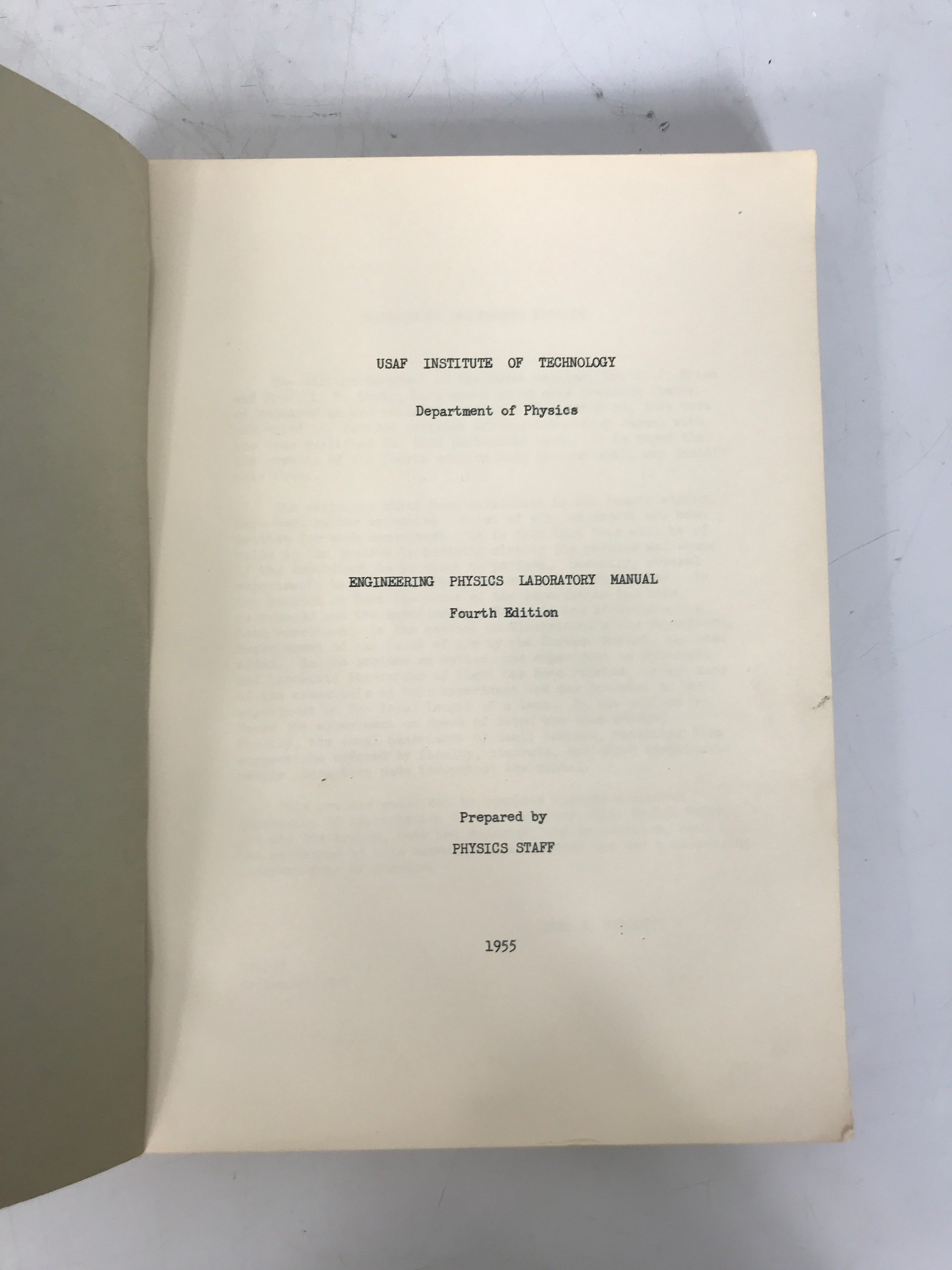 USAF Institute of Technology Engineering Physics Lab Manual 1955 SC