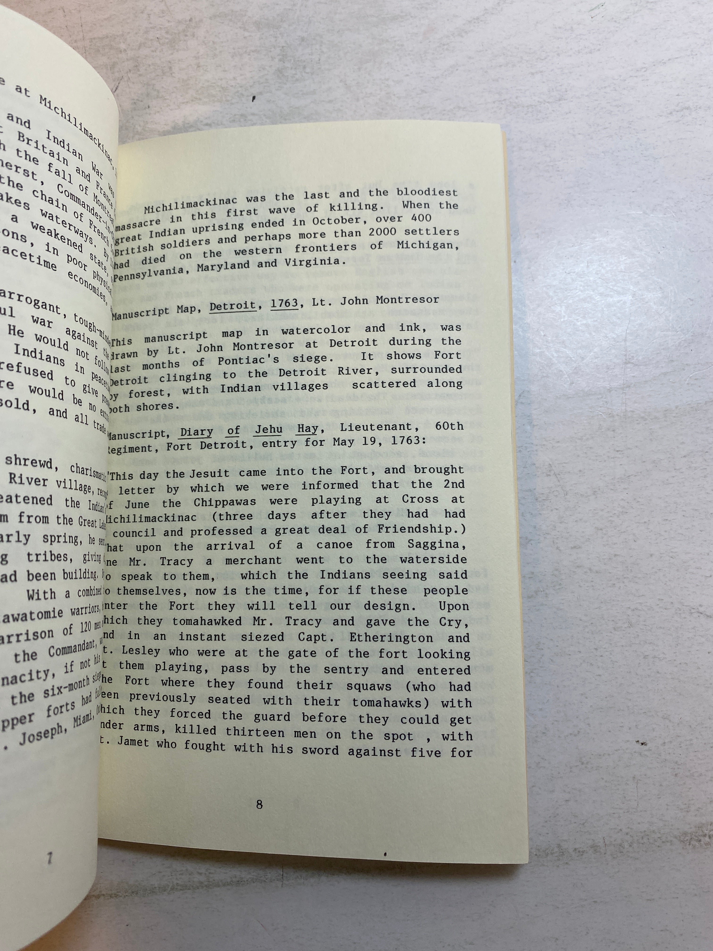 Mackinac 1634-1887 Furs, Forts, and Fudge Pamphlet 1985