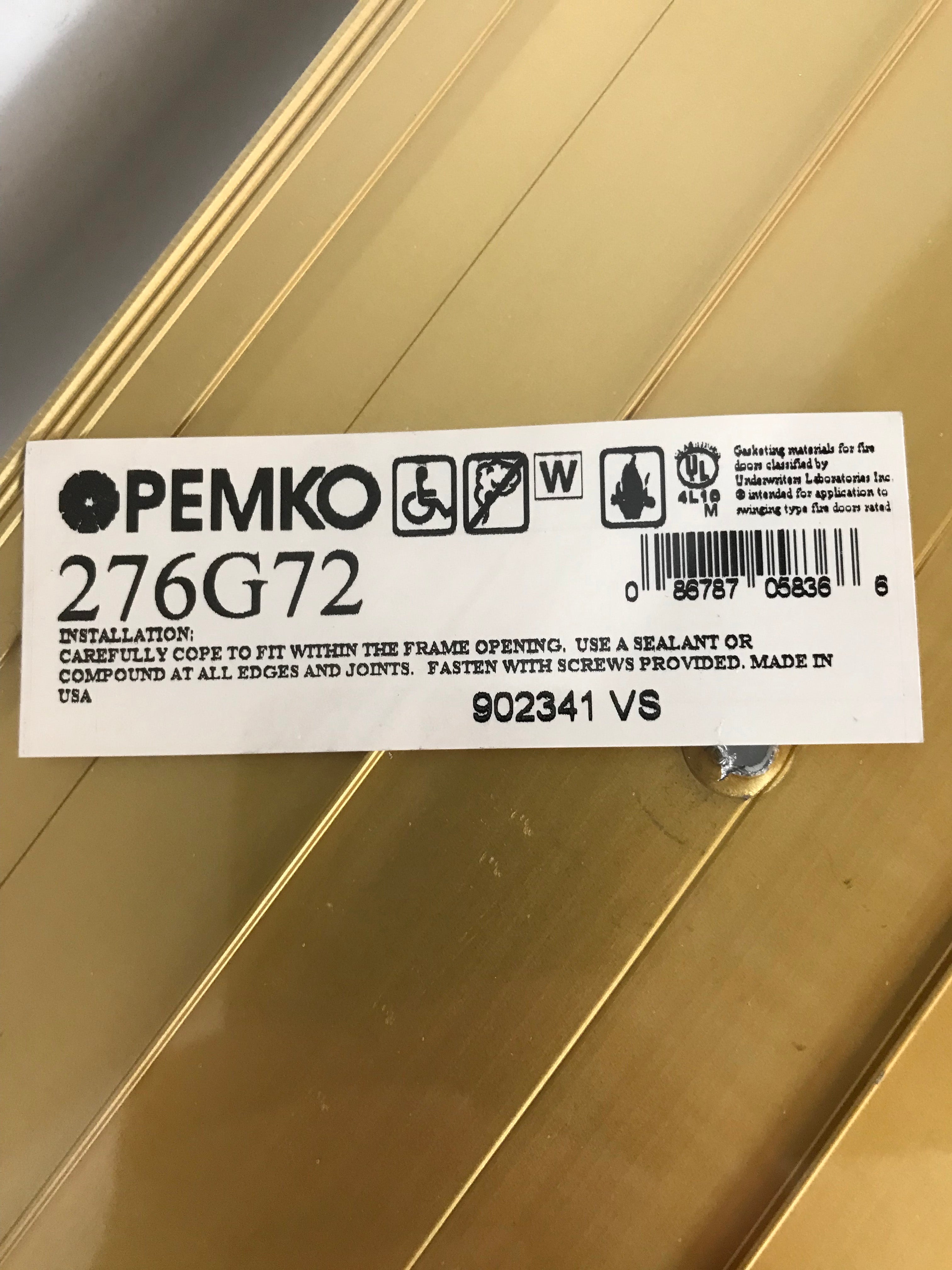 Pemko Gold-Finished Aluminum Door Saddle Threshold