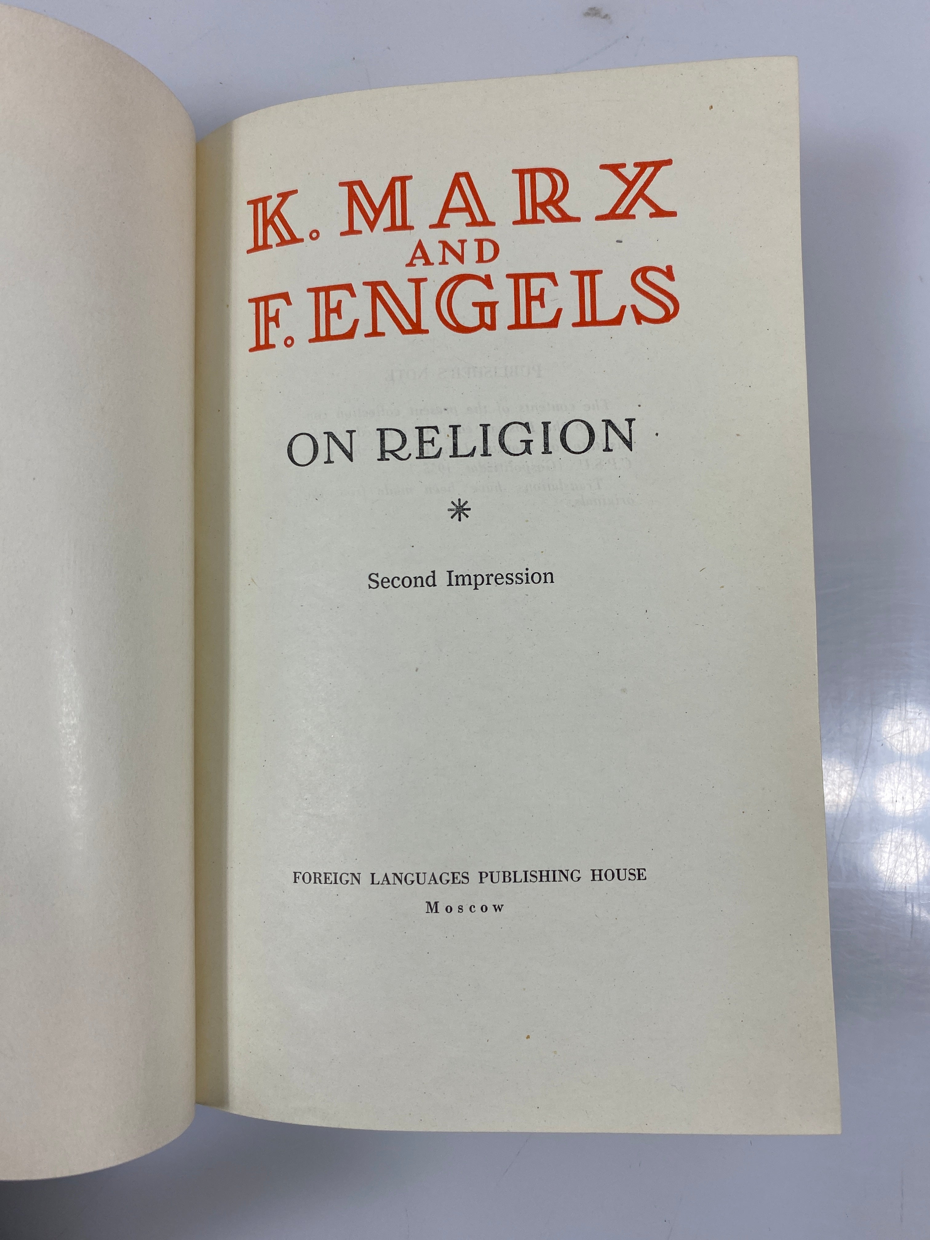 On Religion by Marx/Engels Foreign Languages Publishing House 1955 HCDJ