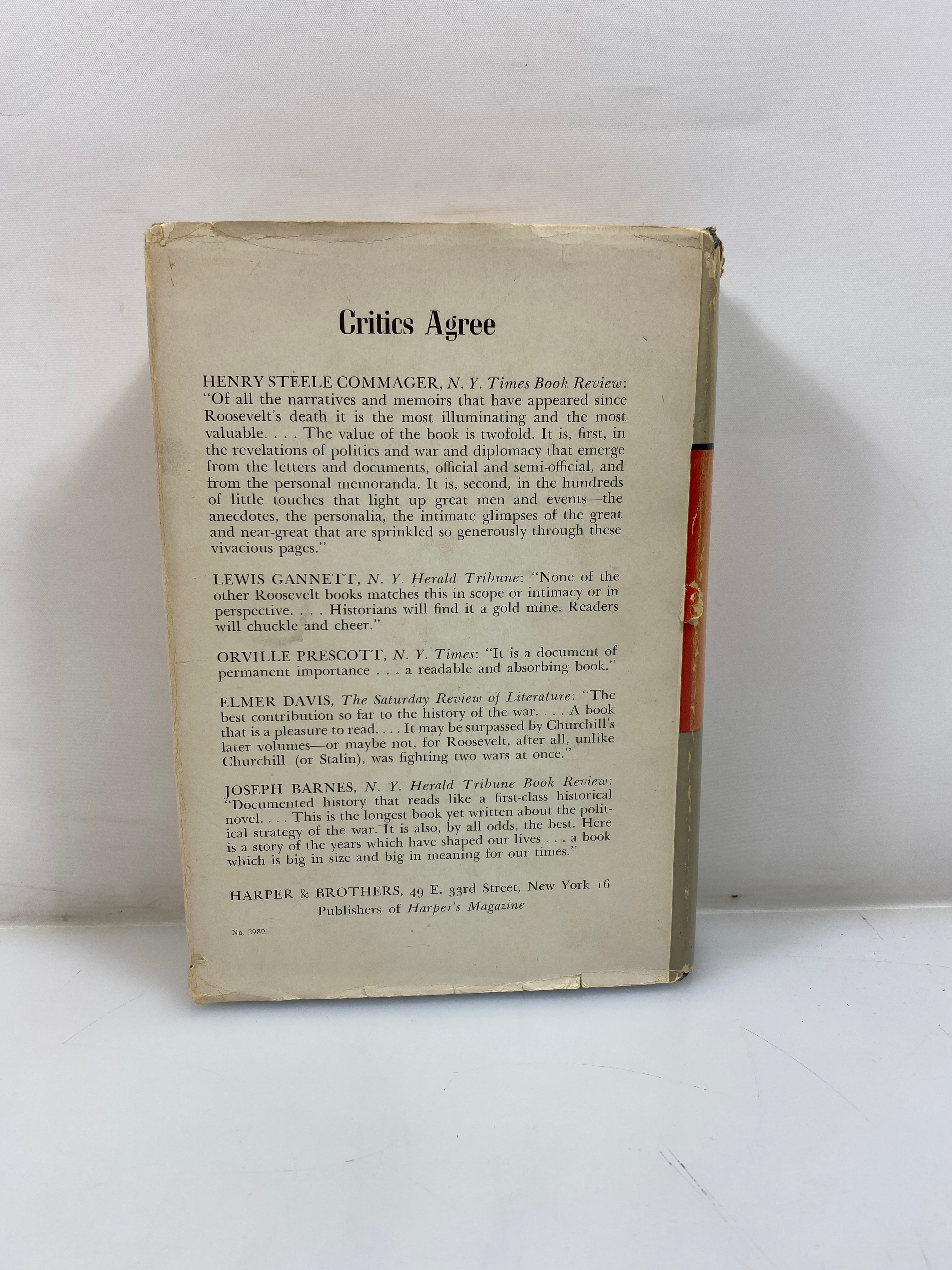 Roosevelt and Hopkins by Robert E. Sherwood 1948 HCDJ