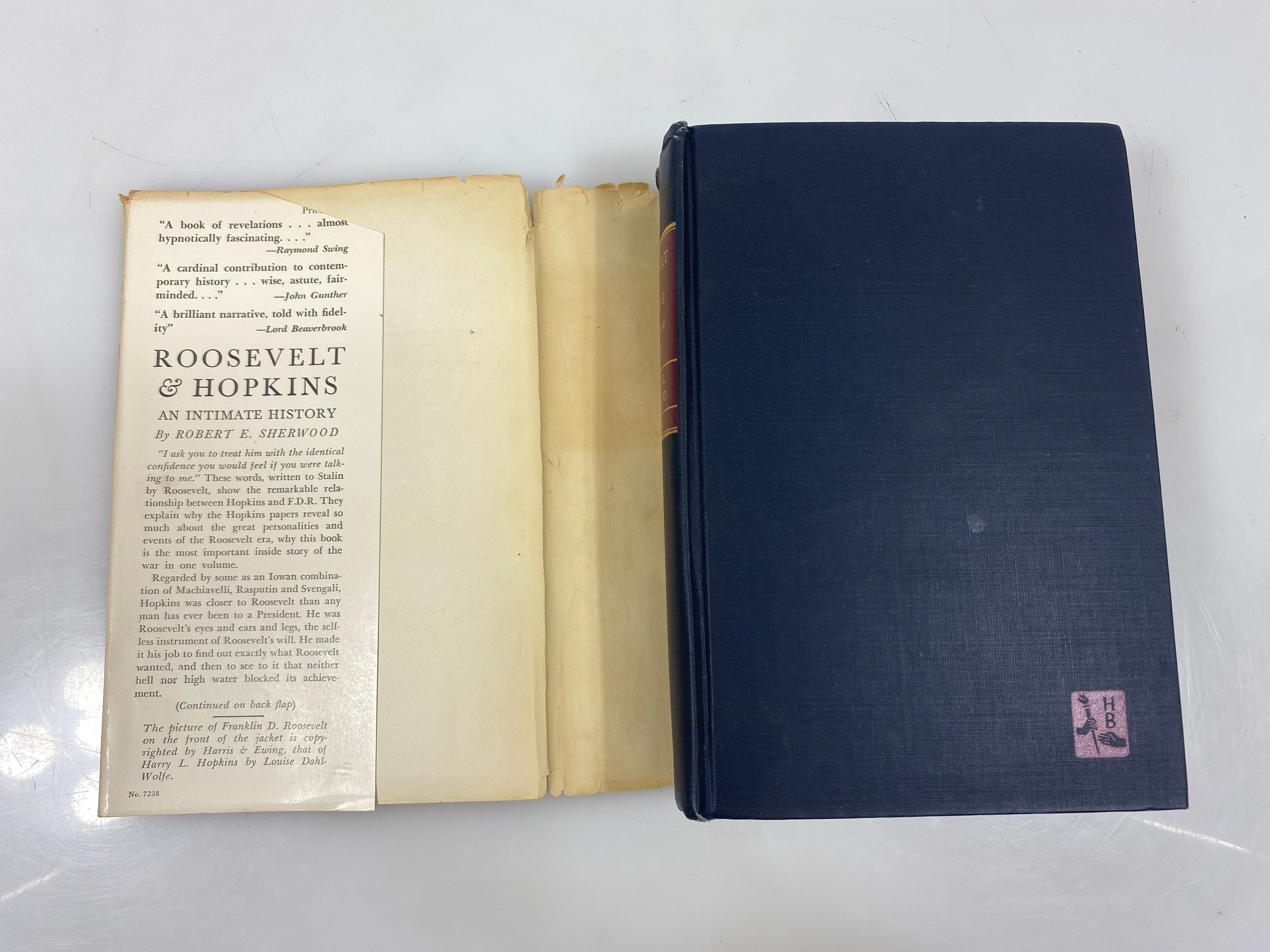 Roosevelt and Hopkins by Robert E. Sherwood 1948 HCDJ