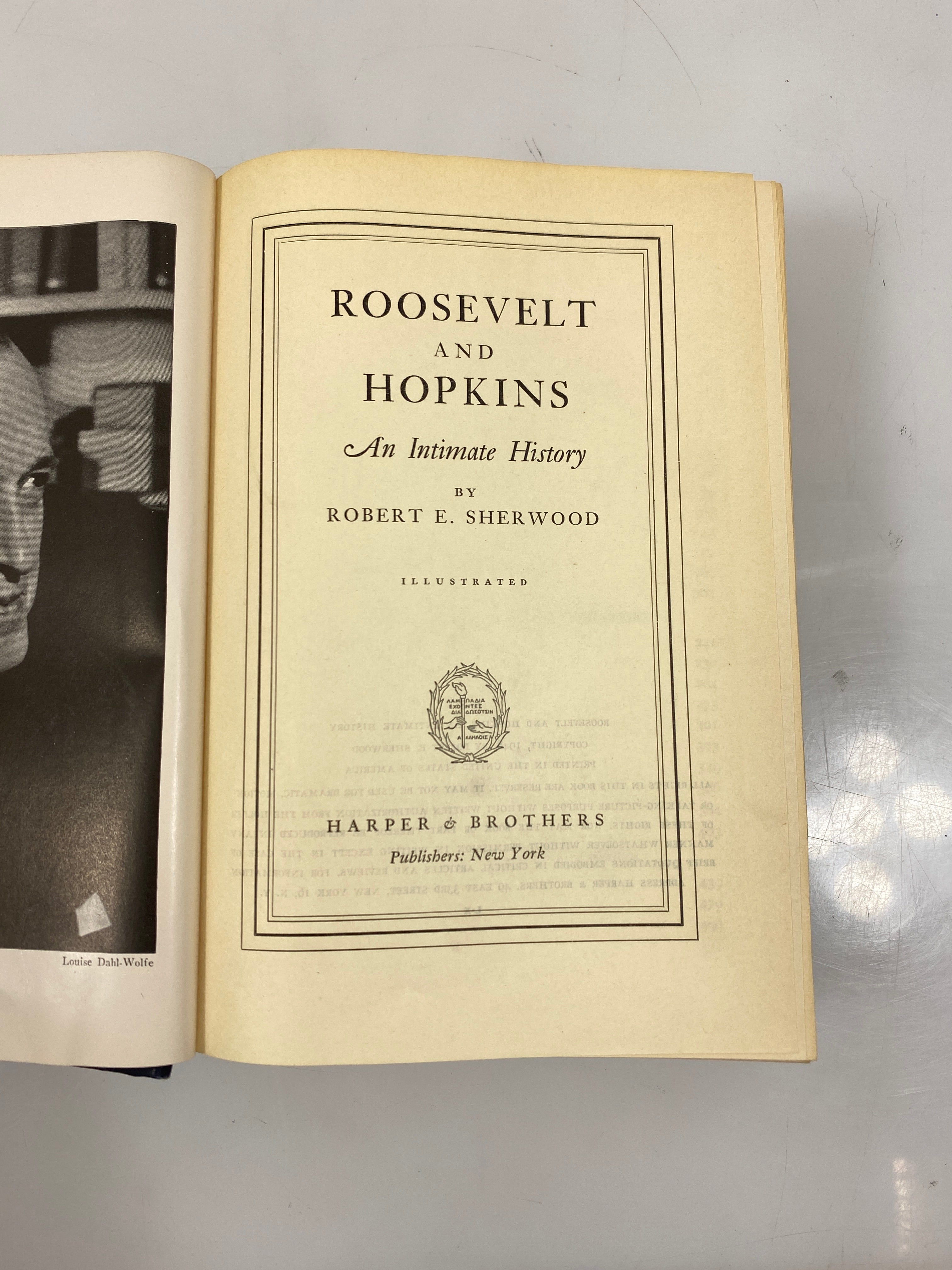 Roosevelt and Hopkins by Robert E. Sherwood 1948 HCDJ
