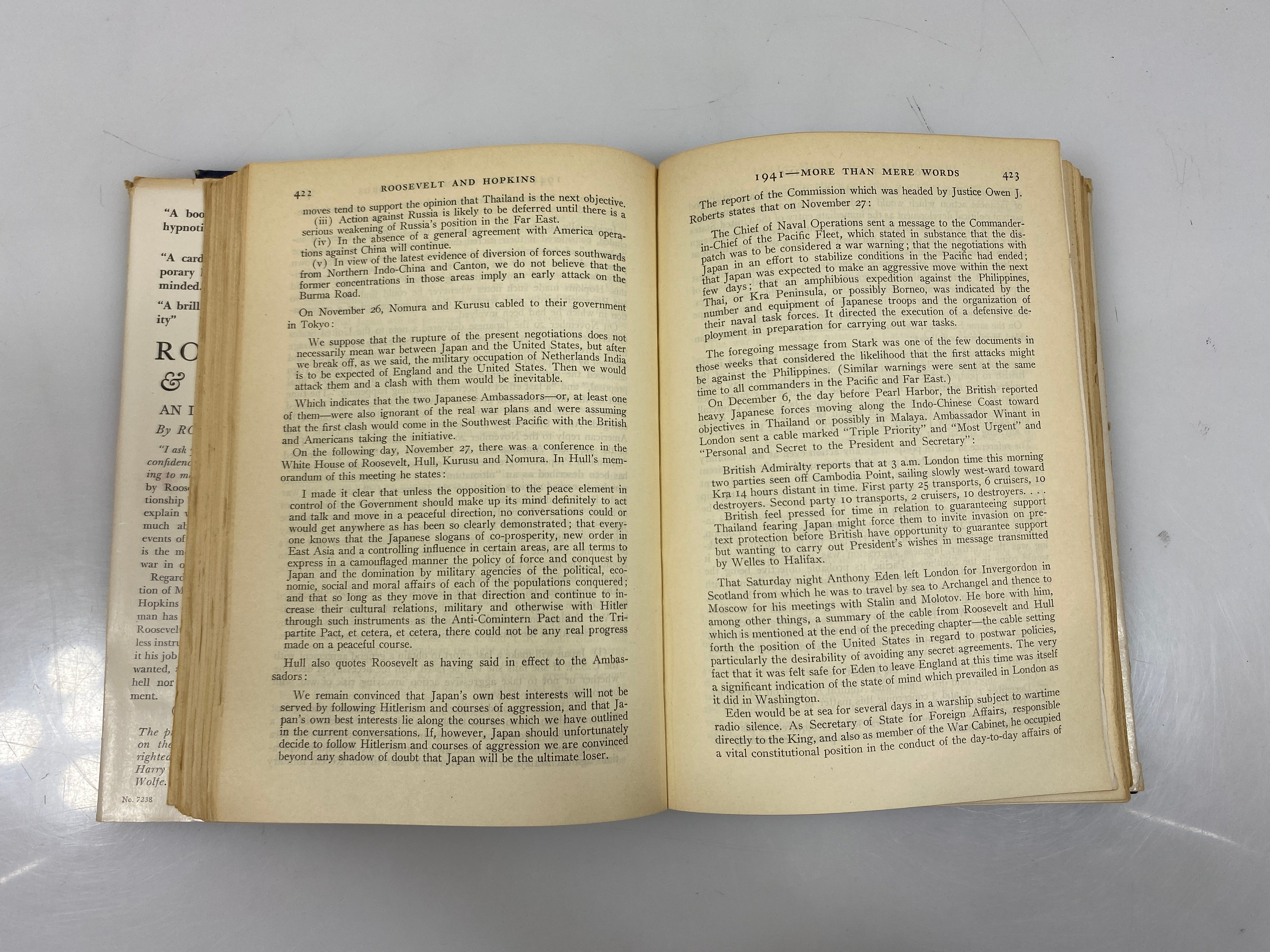 Roosevelt and Hopkins by Robert E. Sherwood 1948 HCDJ