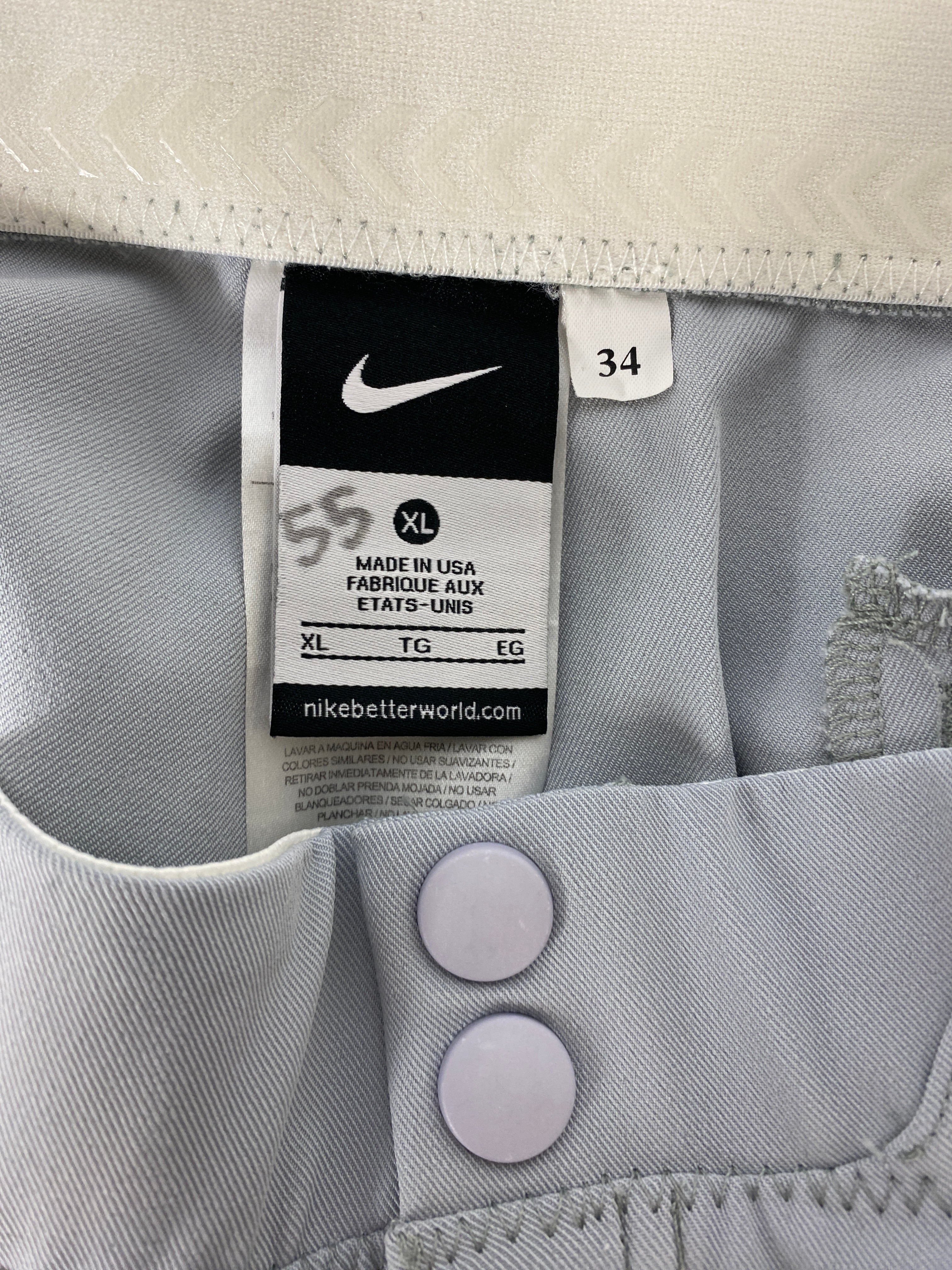 Nike Light Grey MSU Baseball Game Day Pants Size XL 34