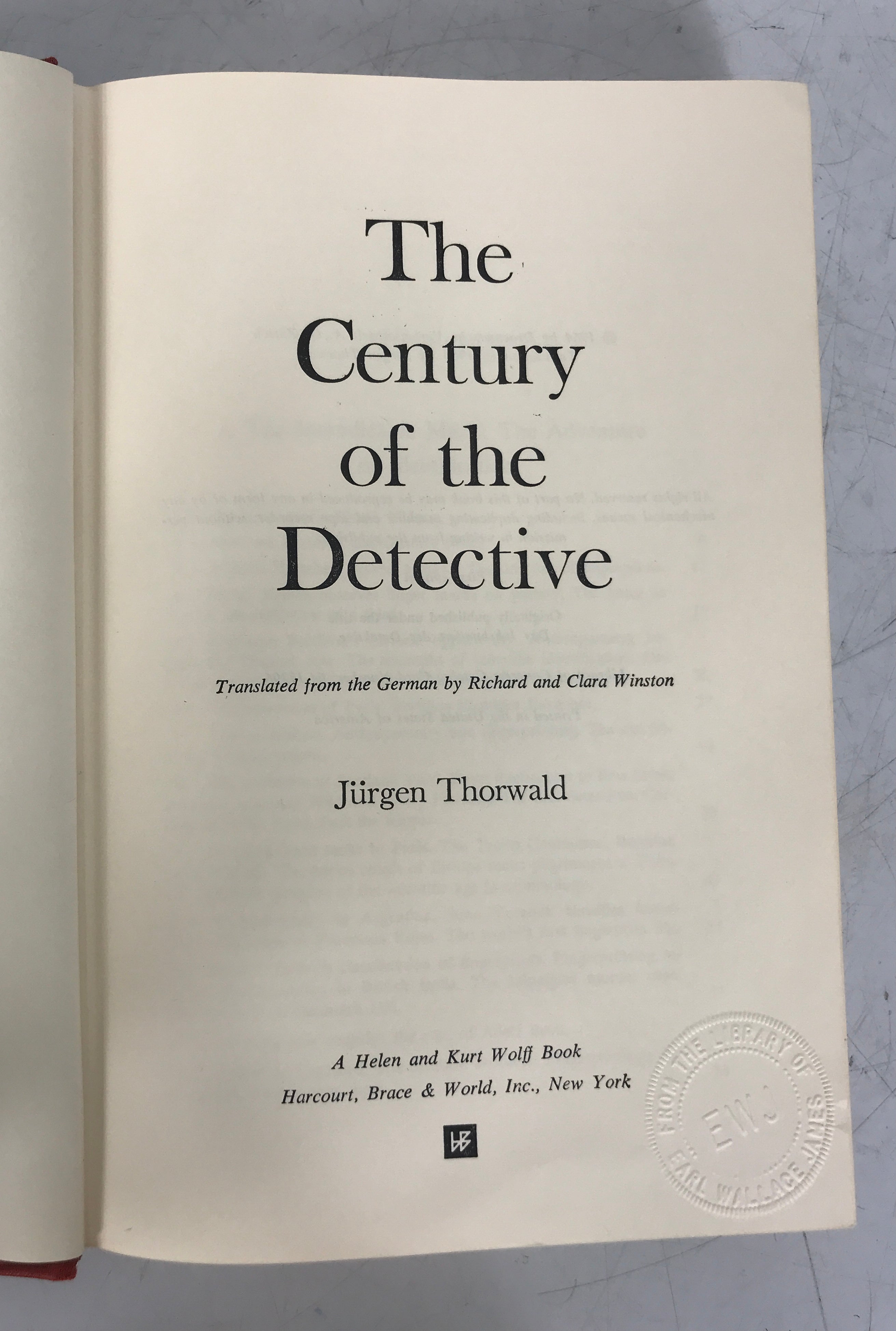 The Century of the Detective Jurgen Thorwald 1965 1st Ed HC DJ